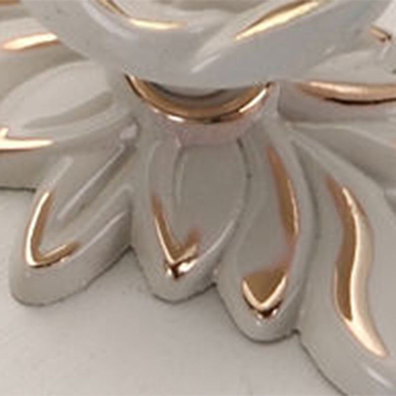 Euro Rose Cabinet Knobs Vintage Exquisite 3D Zinc Alloy Flower Drawer Pull Handles for Kitchen Bedroom and Bathroom Leaf Ivory with Gold Trim M