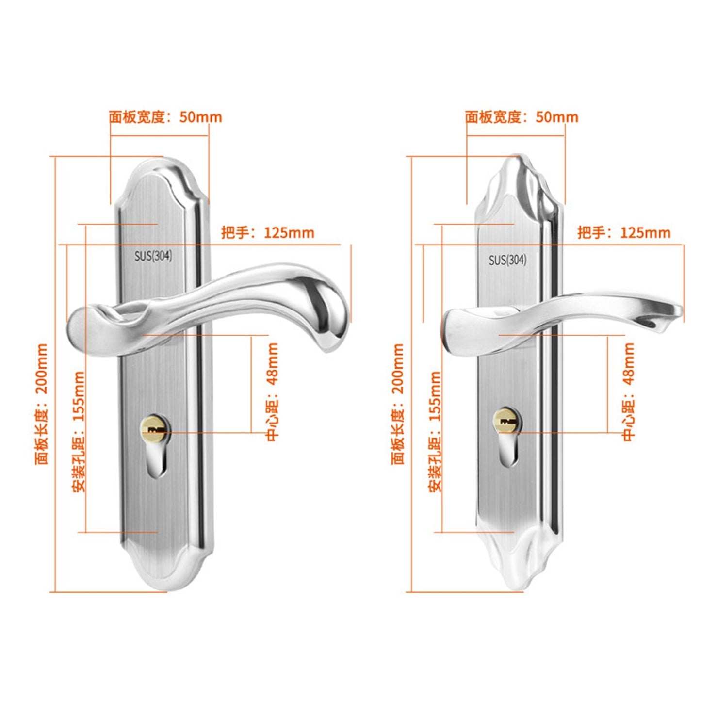 Stainless Steel Handle Door Lock Mechanical Magnetic Security Entry Lever Lock for Bedroom Hotel Balcony