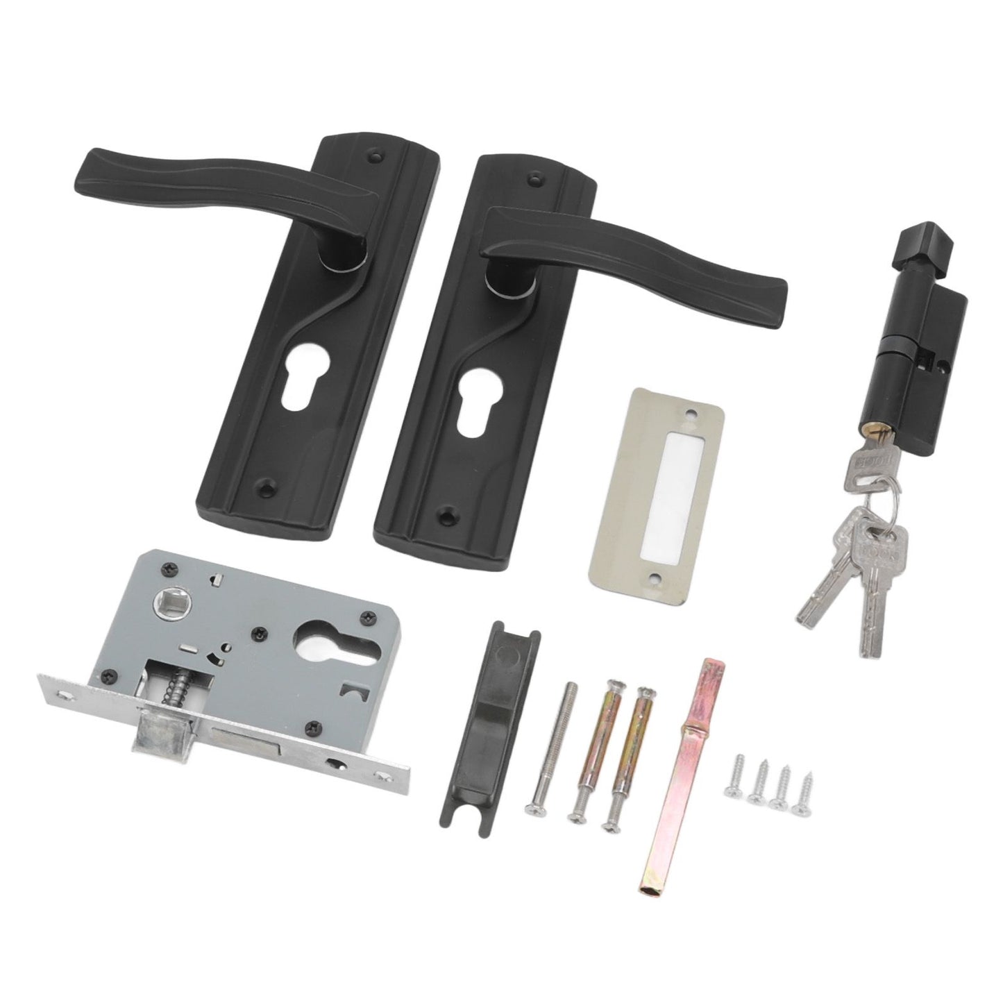 Door Handle Lock Manganese Steel Silent Bearing Universal Door Lever Lock Set with Keys for Home Bedroom Black