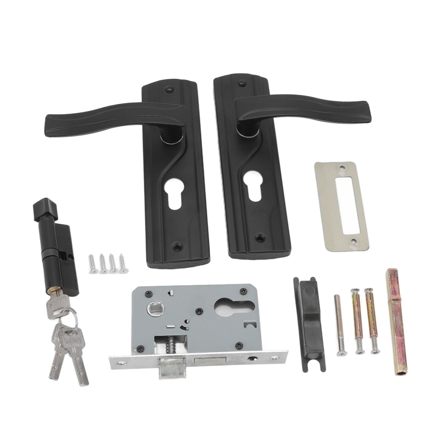 Door Handle Lock Manganese Steel Silent Bearing Universal Door Lever Lock Set with Keys for Home Bedroom Black