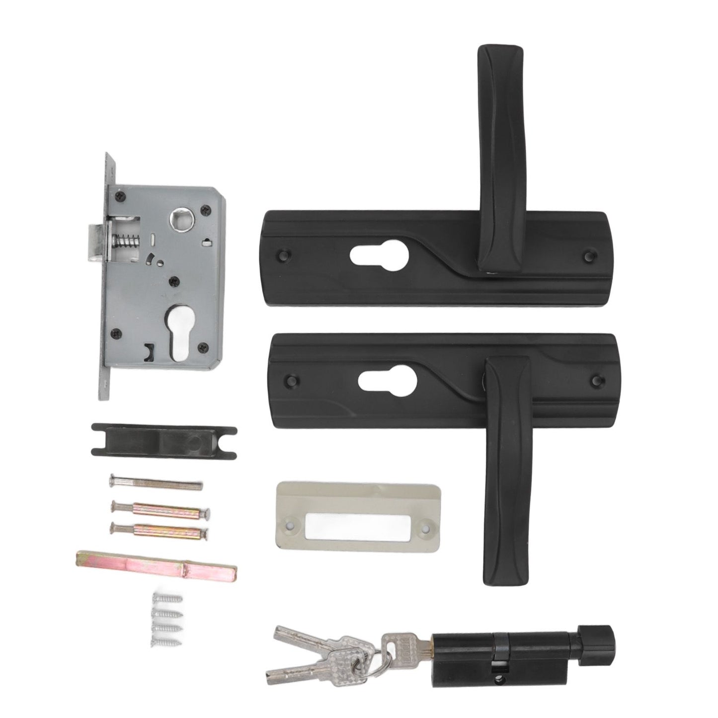 Door Handle Lock Manganese Steel Silent Bearing Universal Door Lever Lock Set with Keys for Home Bedroom Black
