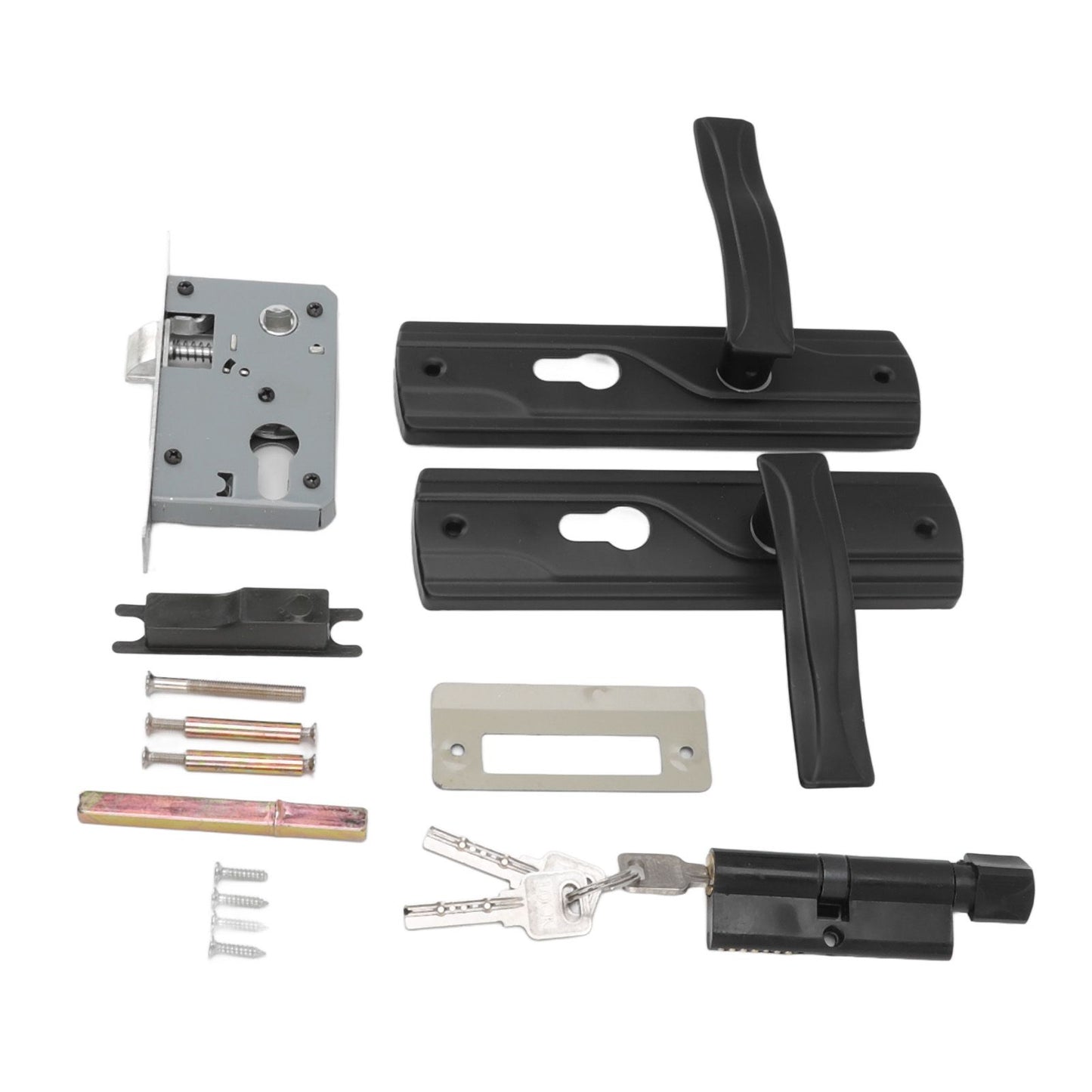 Door Handle Lock Manganese Steel Silent Bearing Universal Door Lever Lock Set with Keys for Home Bedroom Black