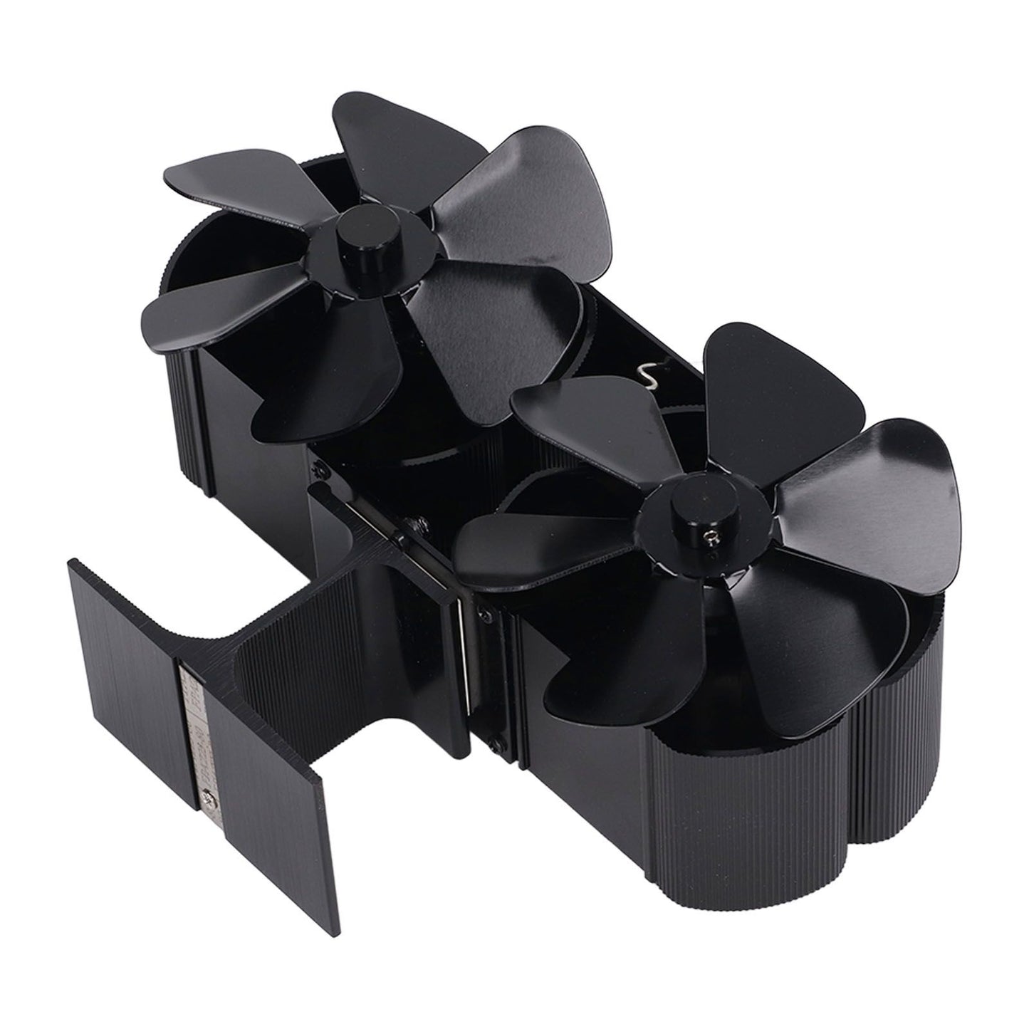 6 Blades Heat Powered Stove Fan Dual Head Fireplace Fan Home Non Electric Fan Black
