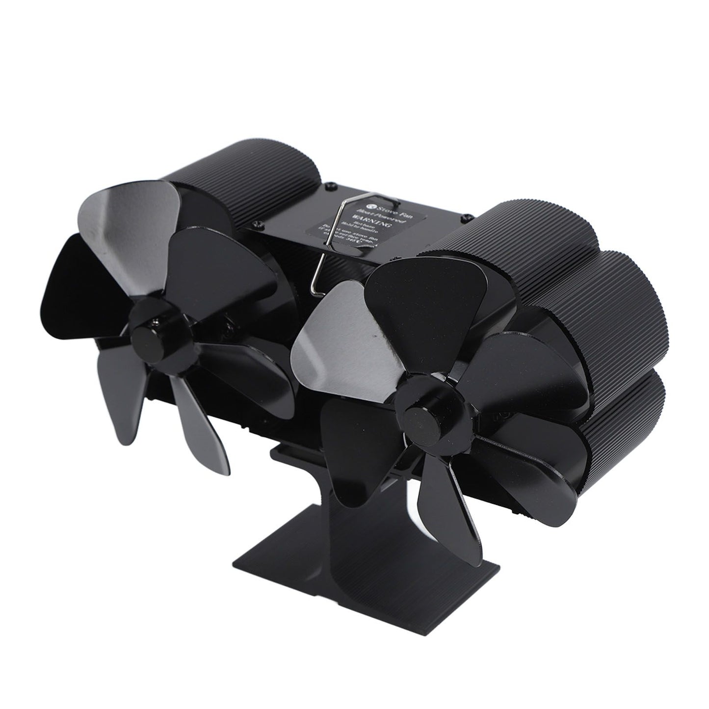 6 Blades Heat Powered Stove Fan Dual Head Fireplace Fan Home Non Electric Fan Black