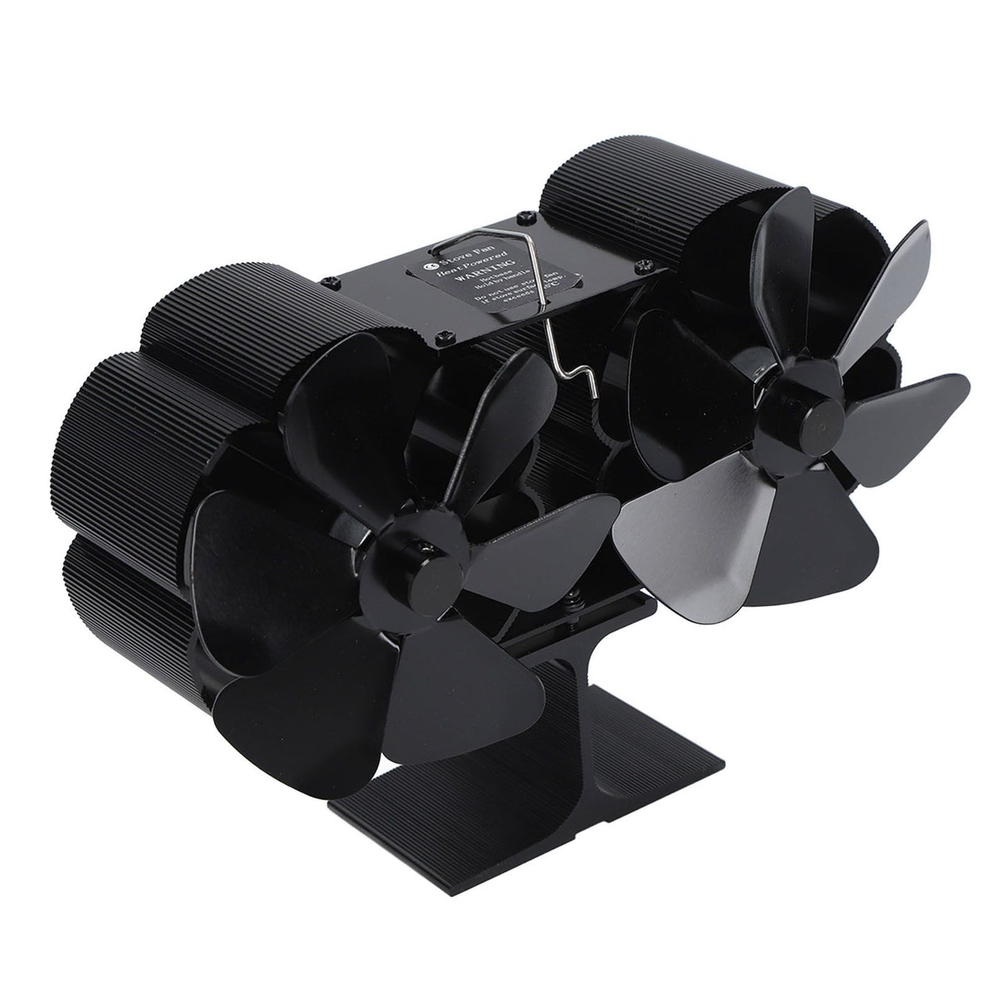 6 Blades Heat Powered Stove Fan Dual Head Fireplace Fan Home Non Electric Fan Black