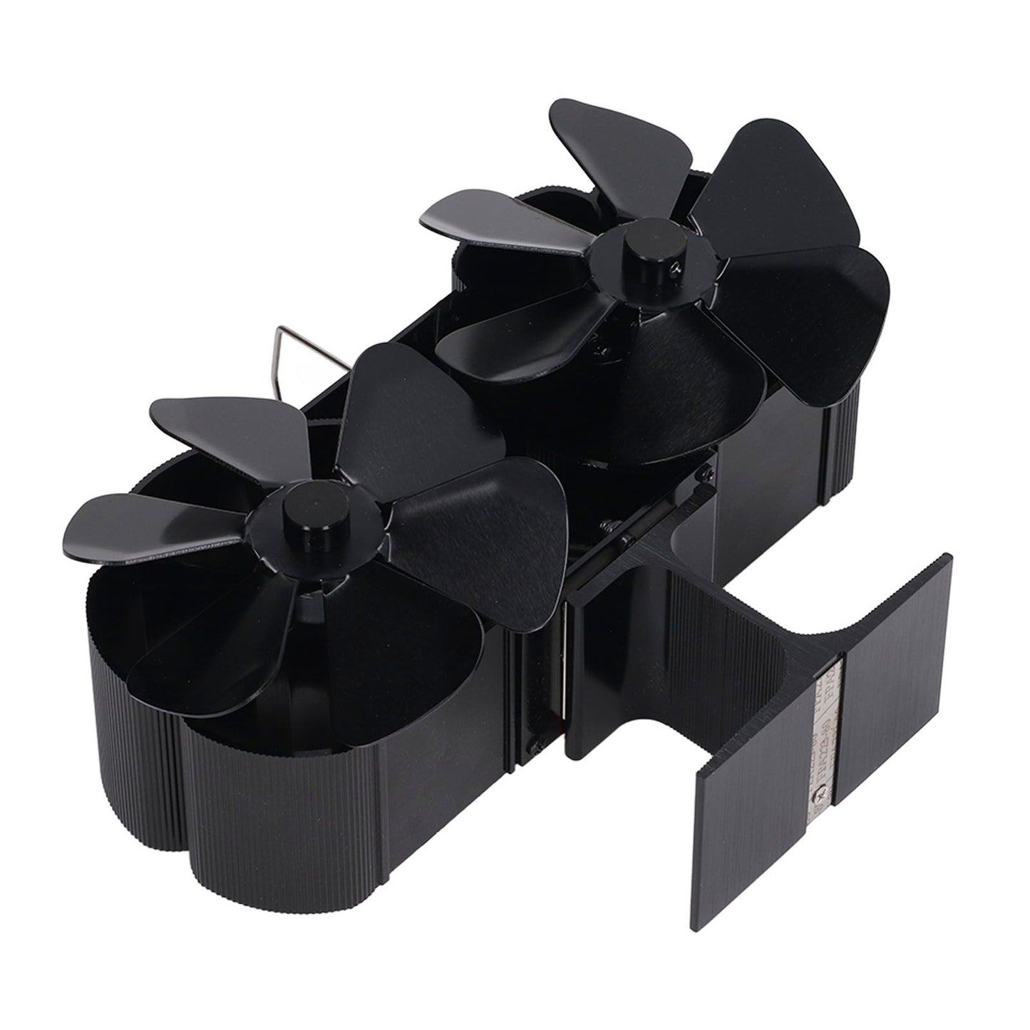 6 Blades Heat Powered Stove Fan Dual Head Fireplace Fan Home Non Electric Fan Black