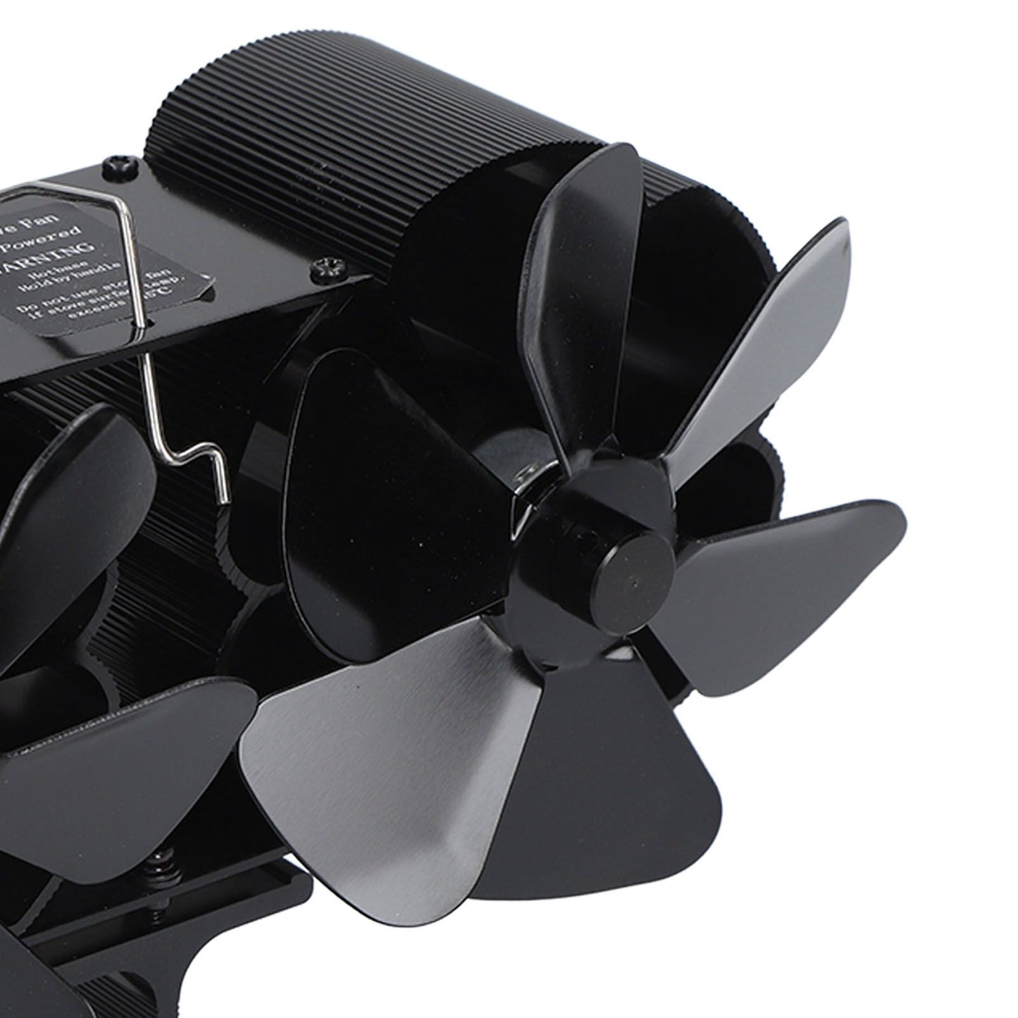 6 Blades Heat Powered Stove Fan Dual Head Fireplace Fan Home Non Electric Fan Black