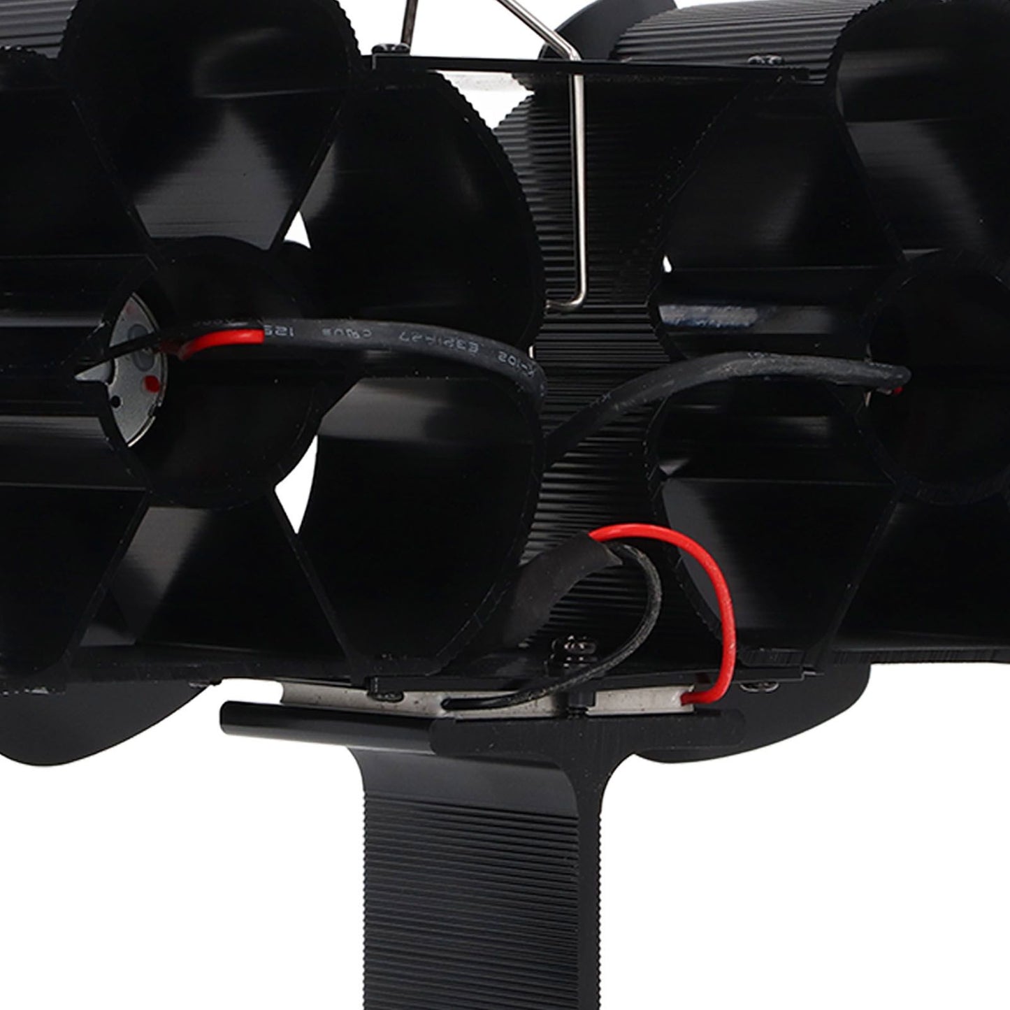 6 Blades Heat Powered Stove Fan Dual Head Fireplace Fan Home Non Electric Fan Black