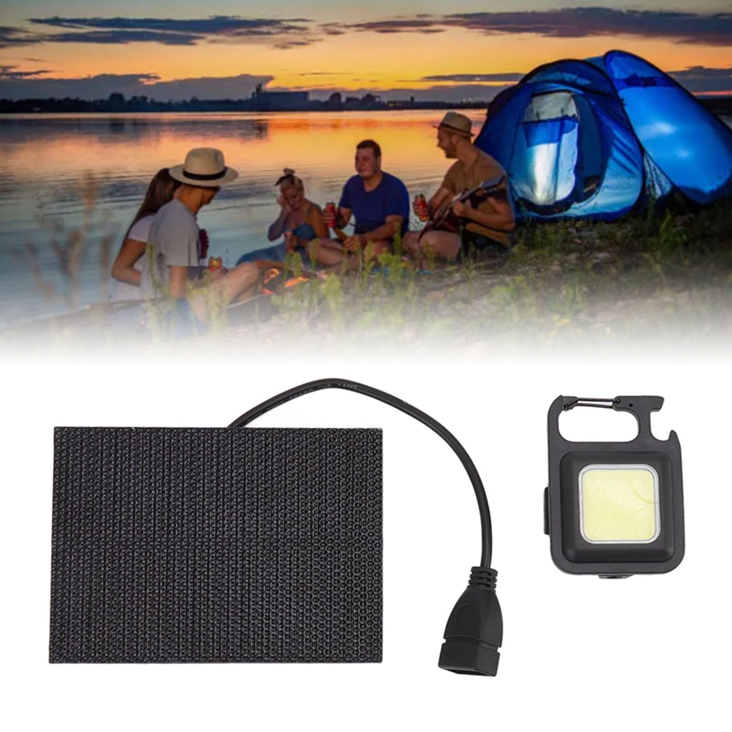 Monocrystalline Solar LED Light 5W IP68 Waterproof USB Rechargeable Solar Panel Light for Outdoor Camping