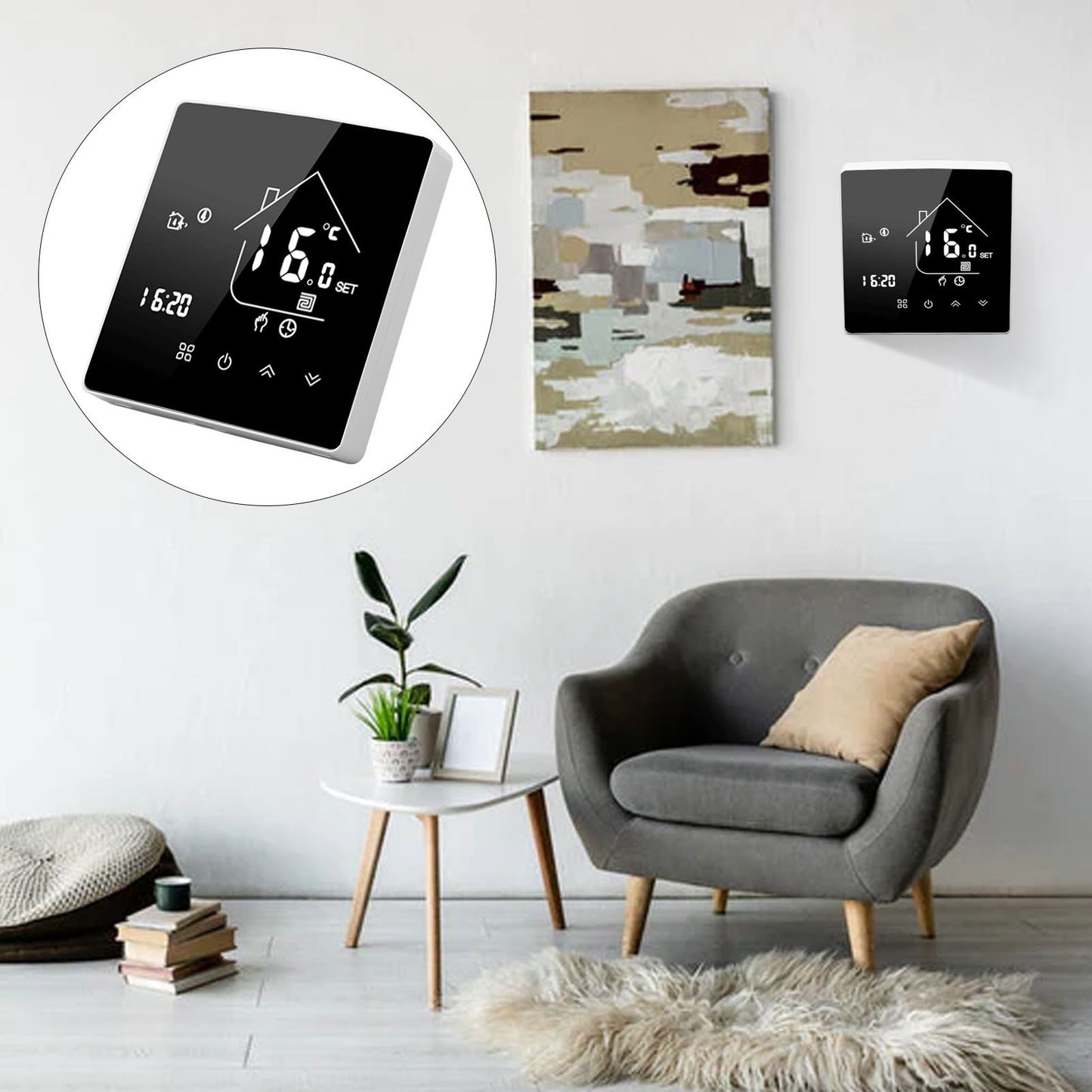 Smart Thermostat LCD Touch Screen Thermostat Programmable Temperature Controller for Boiler 95‑240V Concealed Installation