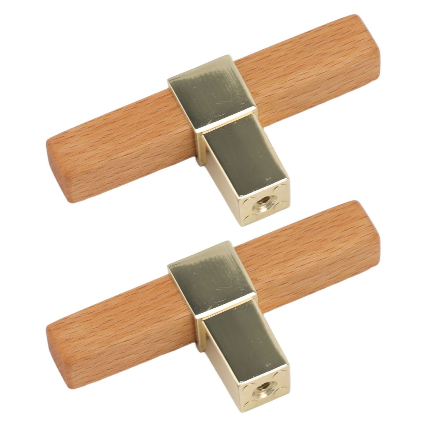 2 Pcs Wooden Cabinet Pulls Single Hole Door Pull Handle Knobs For Kitchen Drawer Cupboard Closet Golden
