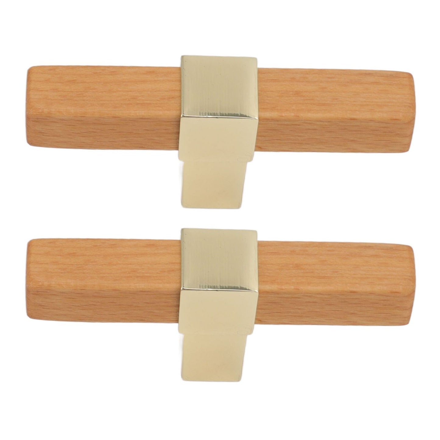 2 Pcs Wooden Cabinet Pulls Single Hole Door Pull Handle Knobs For Kitchen Drawer Cupboard Closet Golden