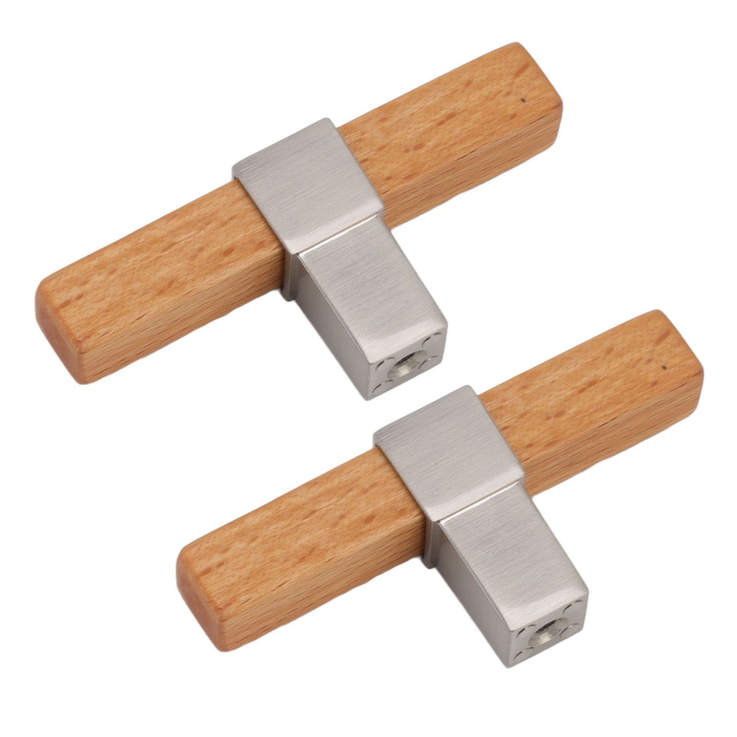 2 Pcs Wooden Cabinet Pulls Single Hole Door Pull Handle Knobs For Kitchen Drawer Cupboard Closet Brushed Silver