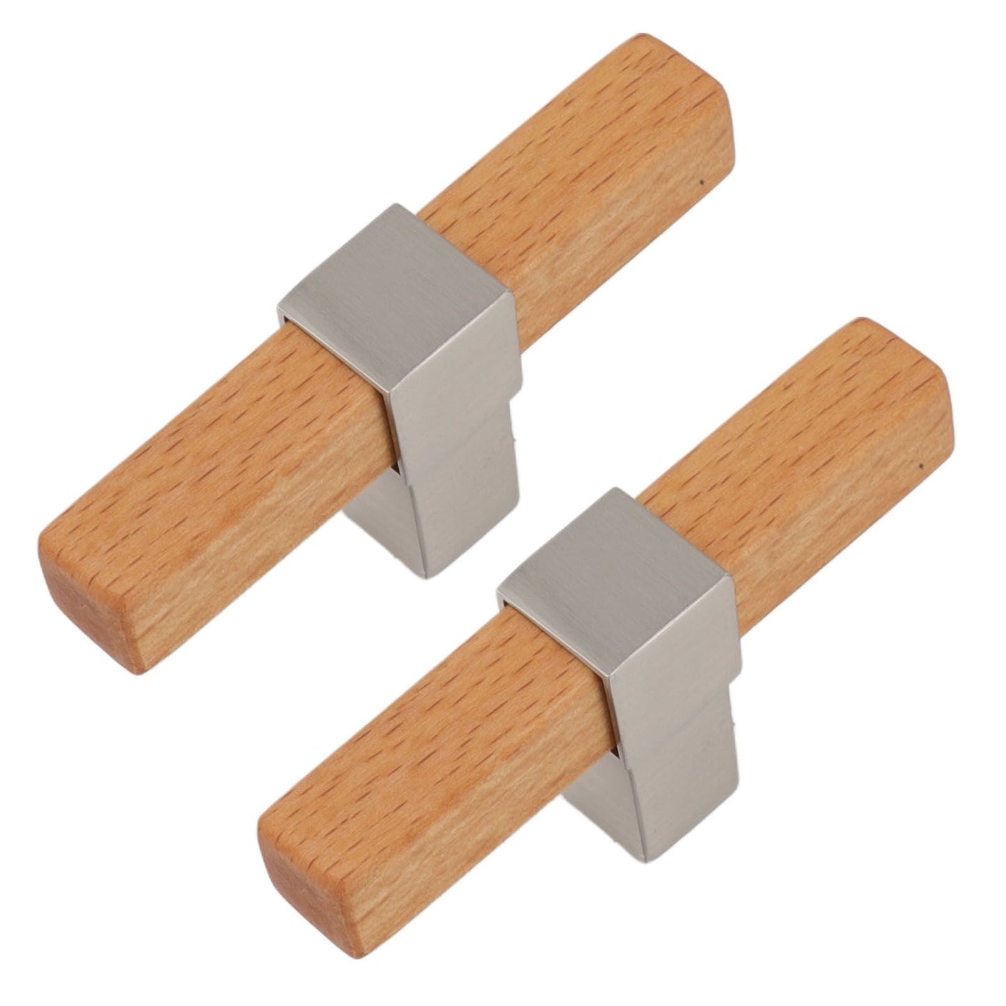 2 Pcs Wooden Cabinet Pulls Single Hole Door Pull Handle Knobs For Kitchen Drawer Cupboard Closet Brushed Silver