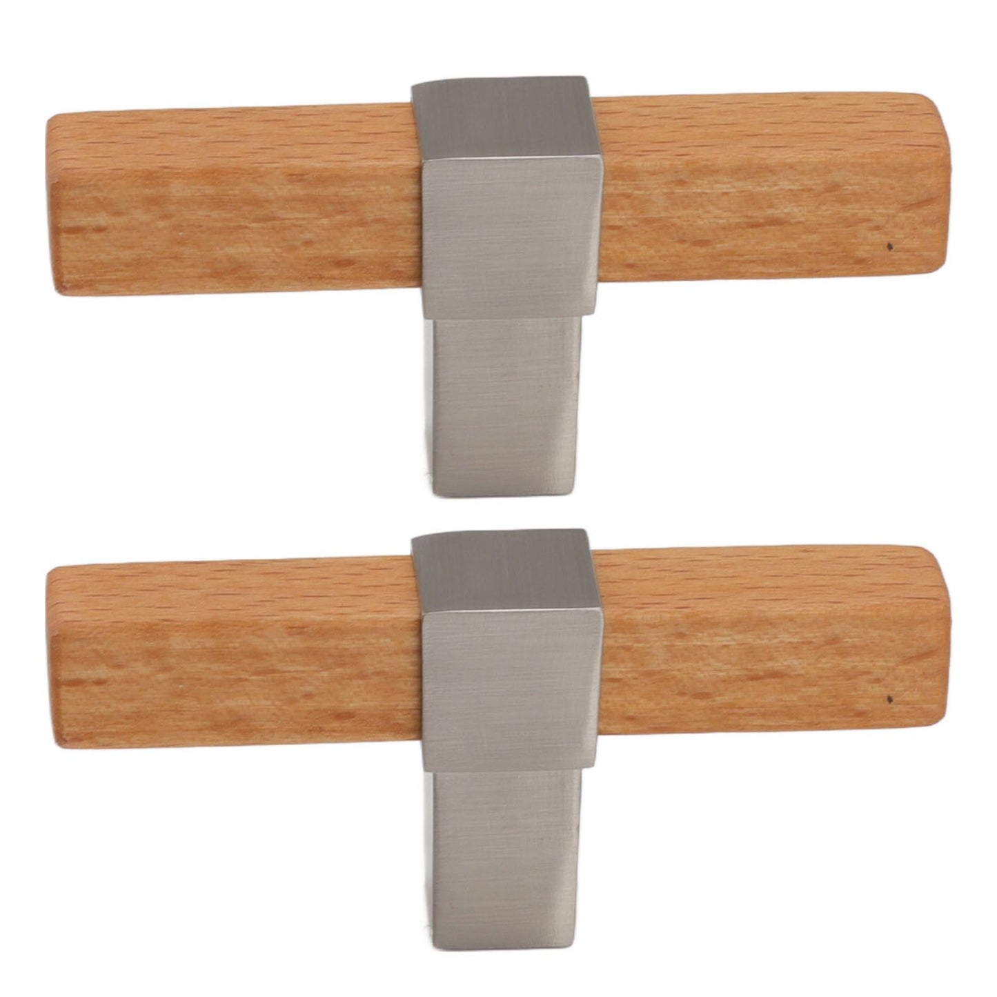 2 Pcs Wooden Cabinet Pulls Single Hole Door Pull Handle Knobs For Kitchen Drawer Cupboard Closet Brushed Silver
