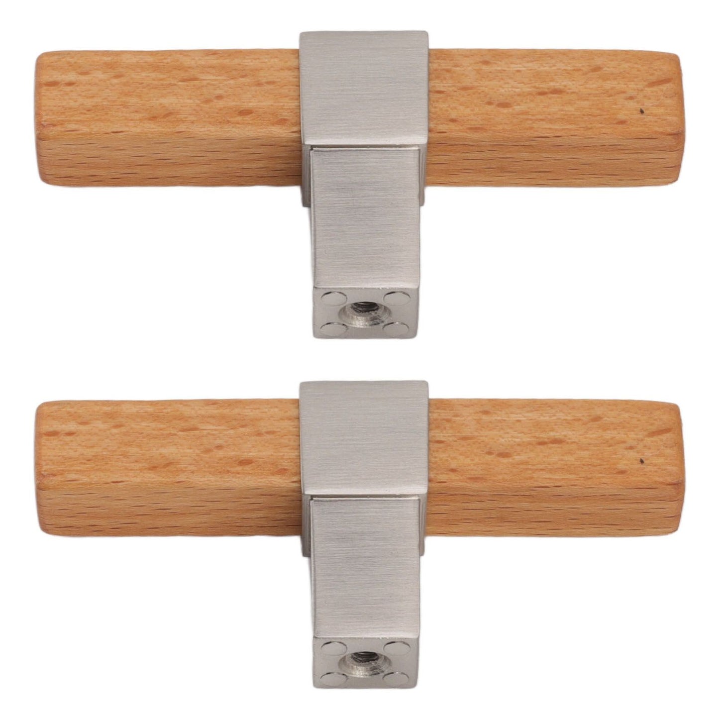 2 Pcs Wooden Cabinet Pulls Single Hole Door Pull Handle Knobs For Kitchen Drawer Cupboard Closet Brushed Silver
