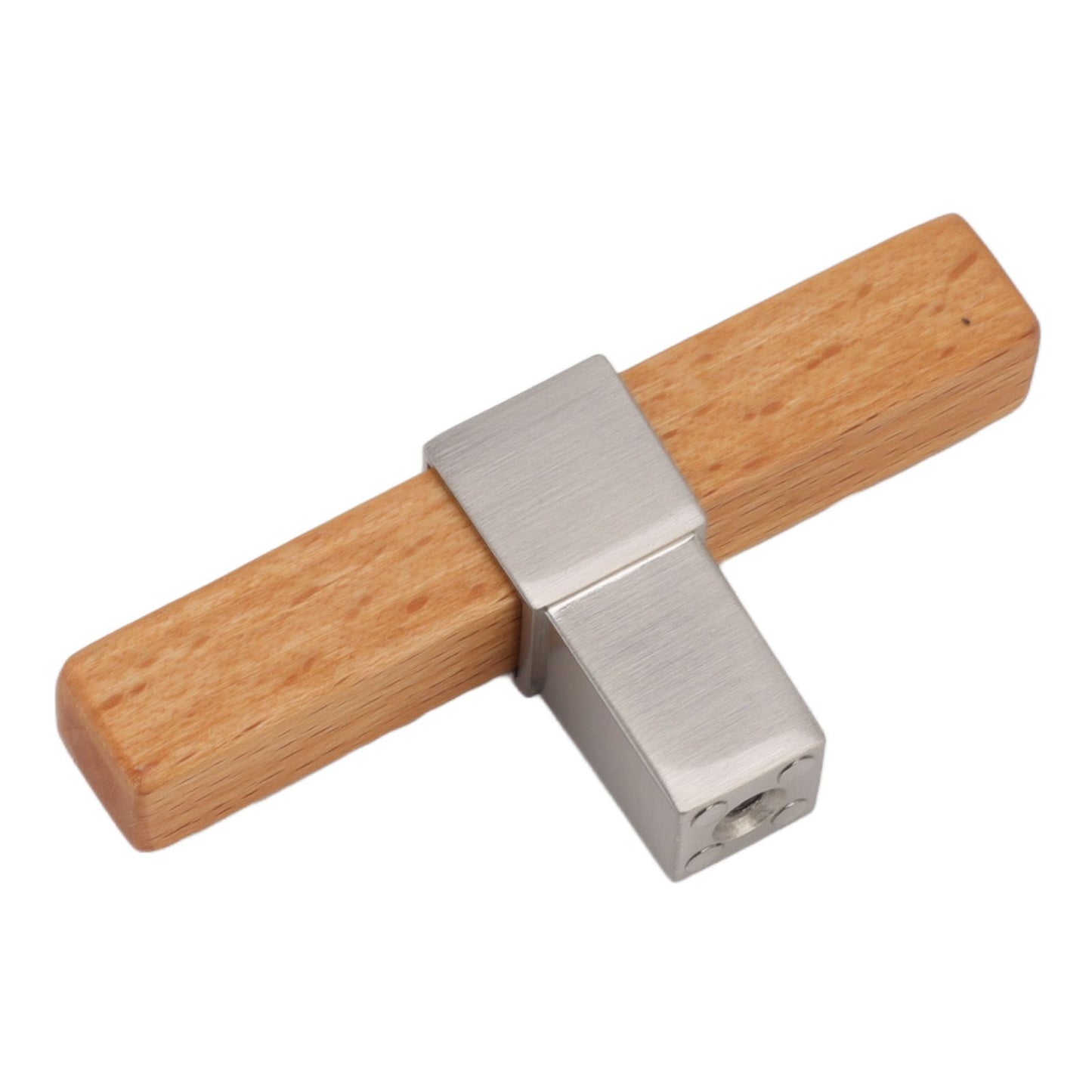 2 Pcs Wooden Cabinet Pulls Single Hole Door Pull Handle Knobs For Kitchen Drawer Cupboard Closet Brushed Silver
