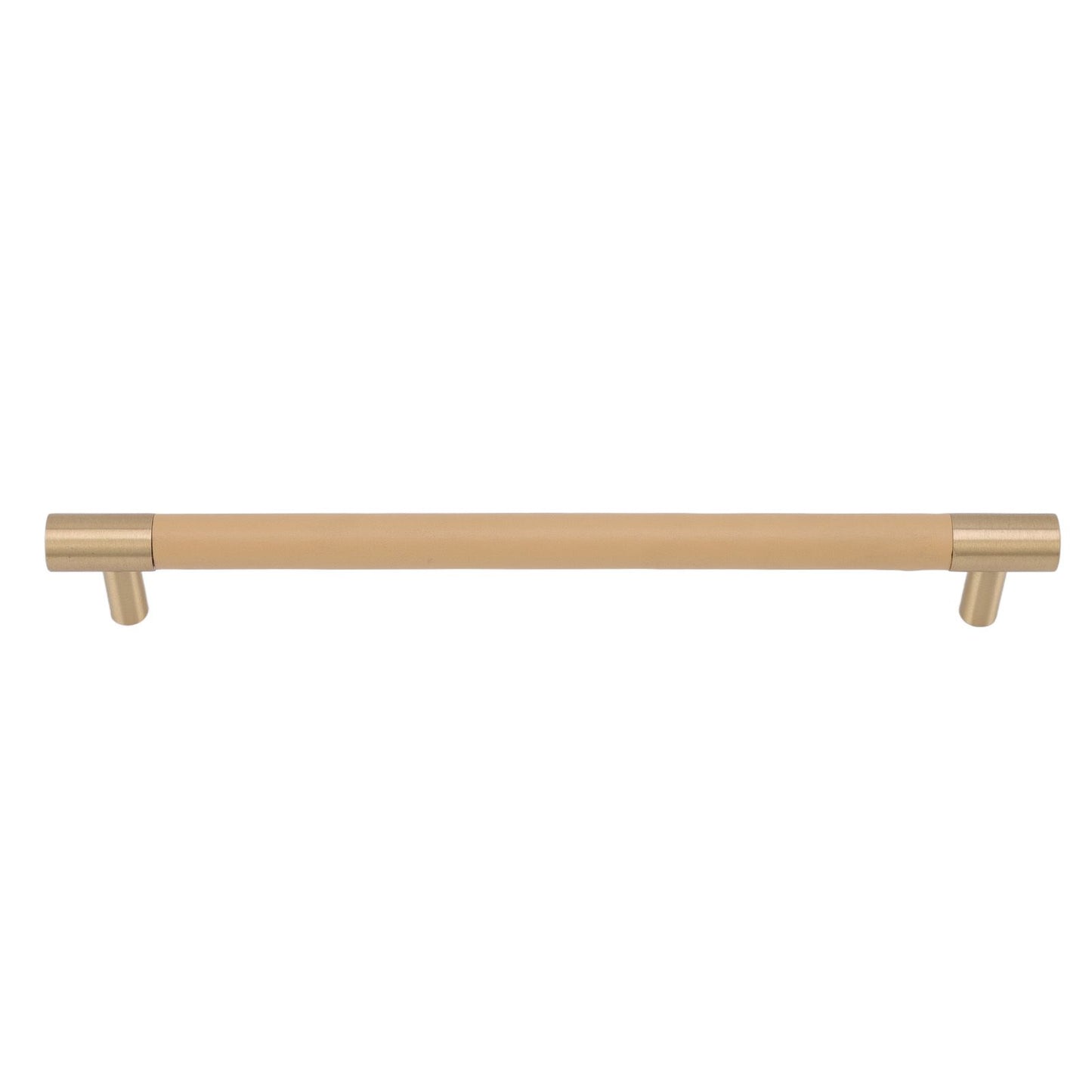 Cabinet Door Handle 224MM Hole Pitch Leather Brass Light Luxury Cupboard Bar Pull Handle for Home Wardrobe Drawer Beige