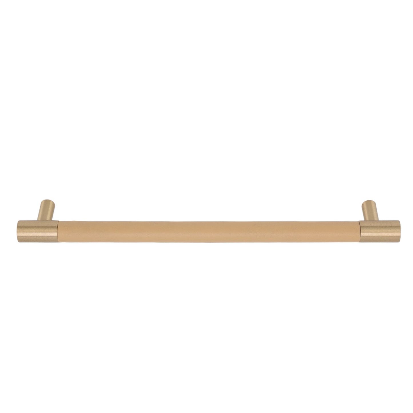Cabinet Door Handle 224MM Hole Pitch Leather Brass Light Luxury Cupboard Bar Pull Handle for Home Wardrobe Drawer Beige