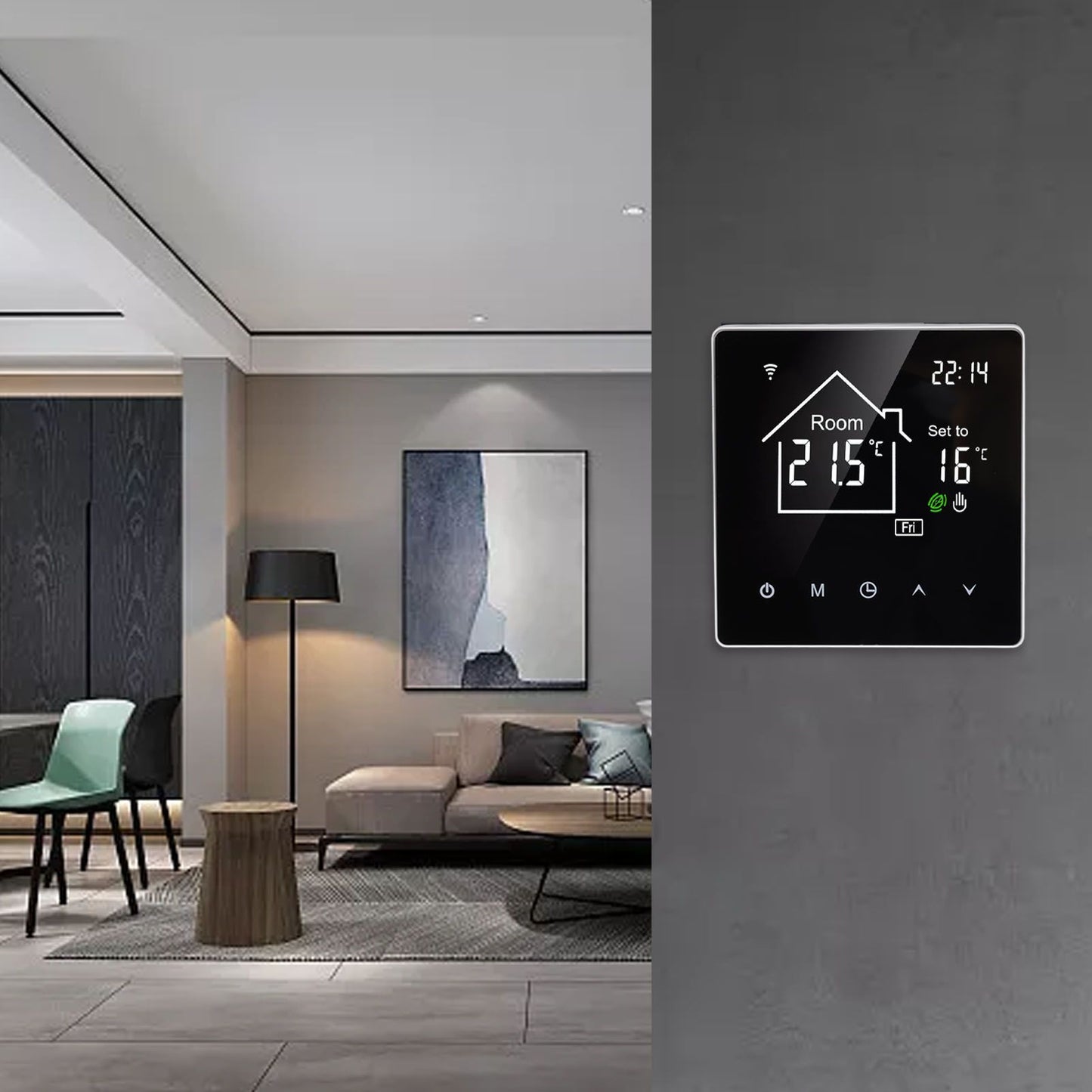 Smart Thermostat 86 Type LCD Touch Screen 7 Day Programmable Modes Digital Thermostat for Home 90 to 240V