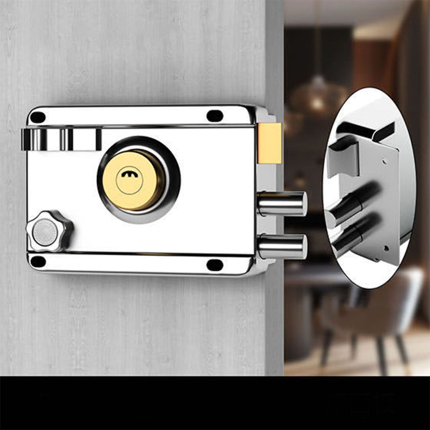 Exterior Gate Lock Stainless Steel Copper Lock Core Left Open with Edge Security Prevent Theft Old Gate Lock