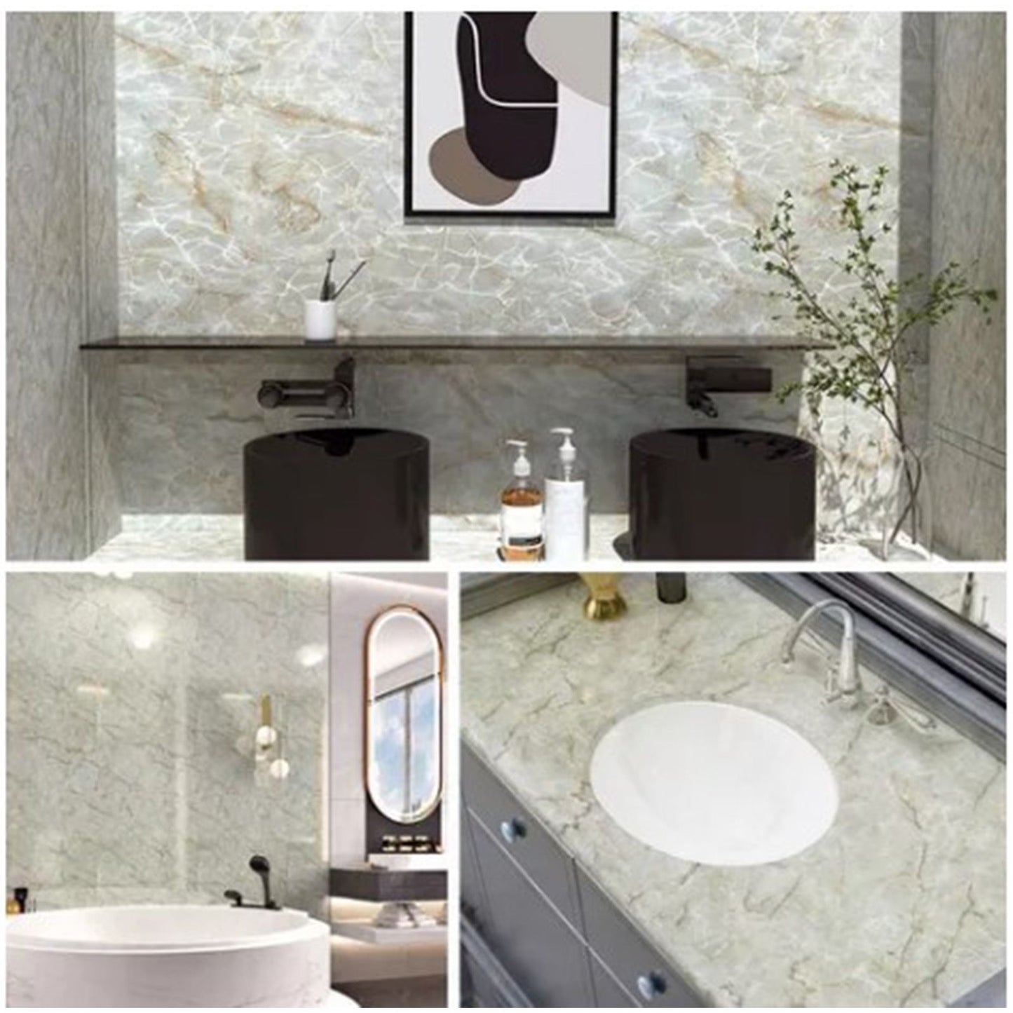 Kitchen Self Adhesive Film Marble Grain Waterproof High Temperature Resistance Home Decoration Wallpaper for Kitchen