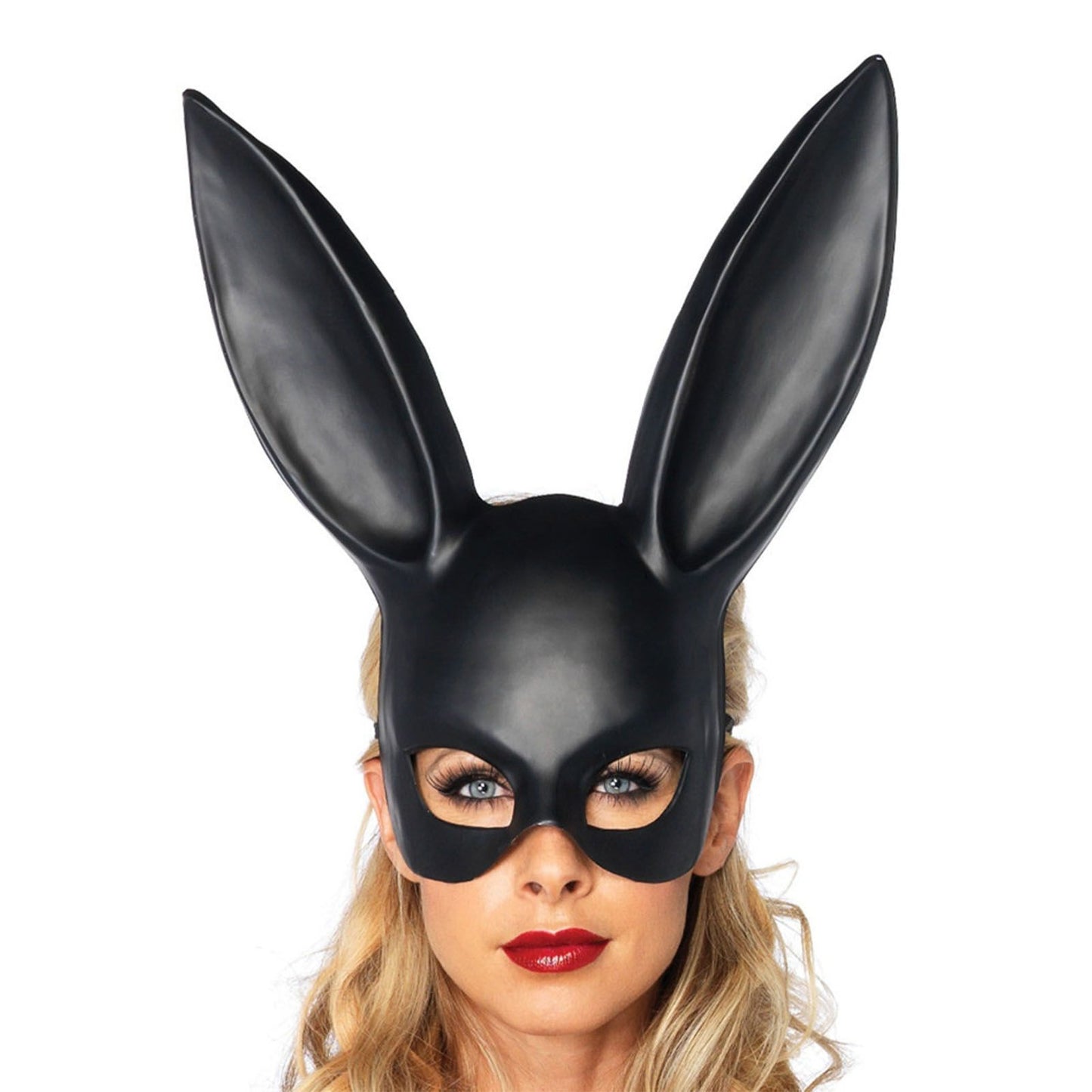 Rabbit Ears Mask Half Face Environmental Protection PVC Masquerade Mask for Parties Costume Matte Black
