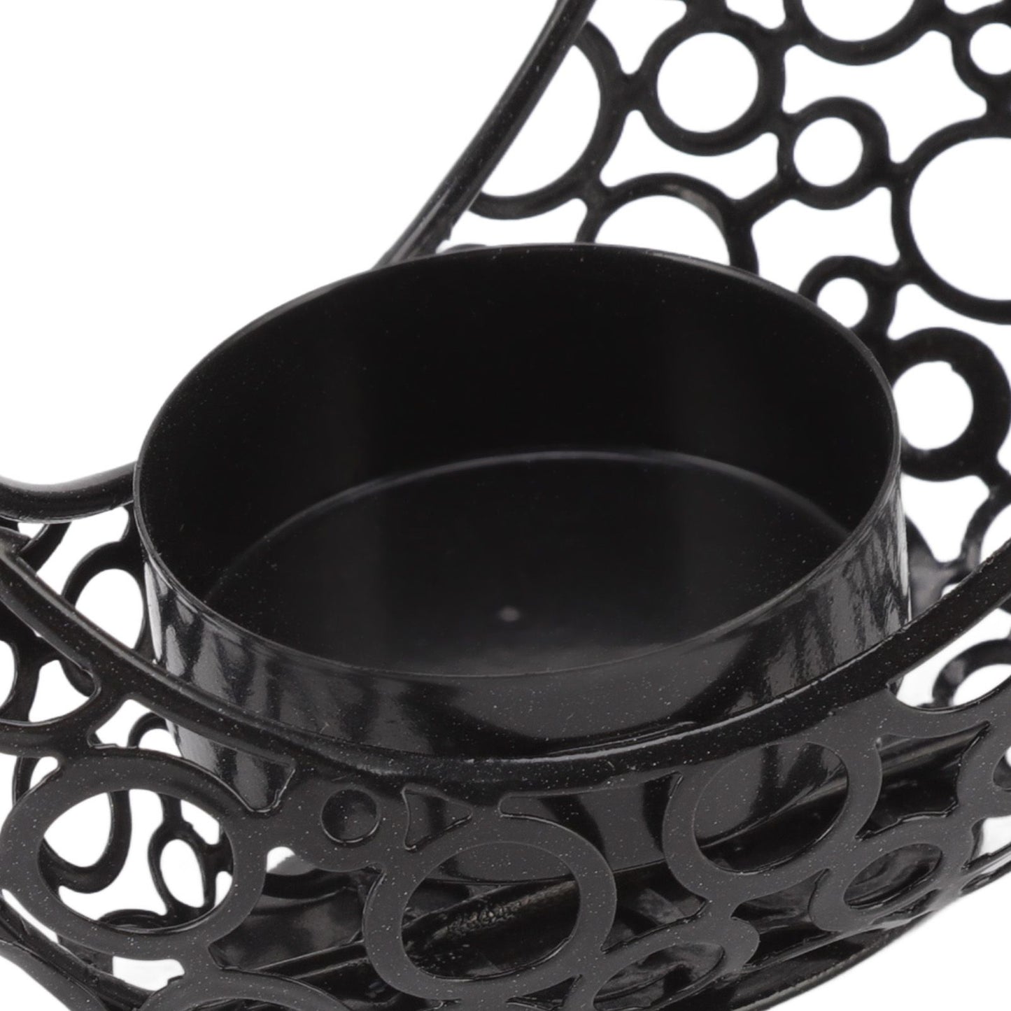 Romantic Moon Candlestick Iron Hollowed Candle Holder for Weddings Christmas Decoration Dining Coffee Table Black