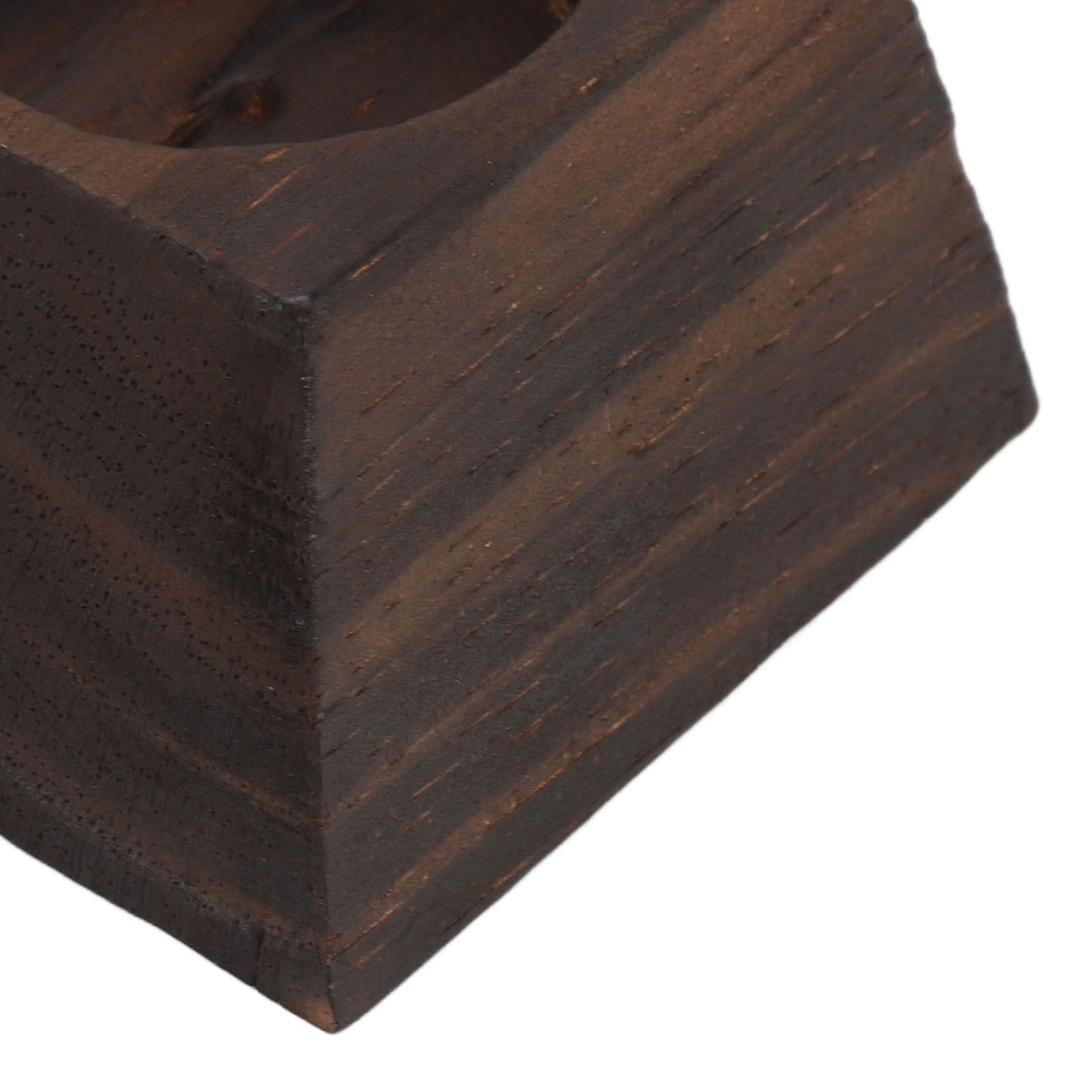 Candle Holder Trapezoid Wood Retro Table Decoration Ornament for Christmas Day Wedding Black Wood