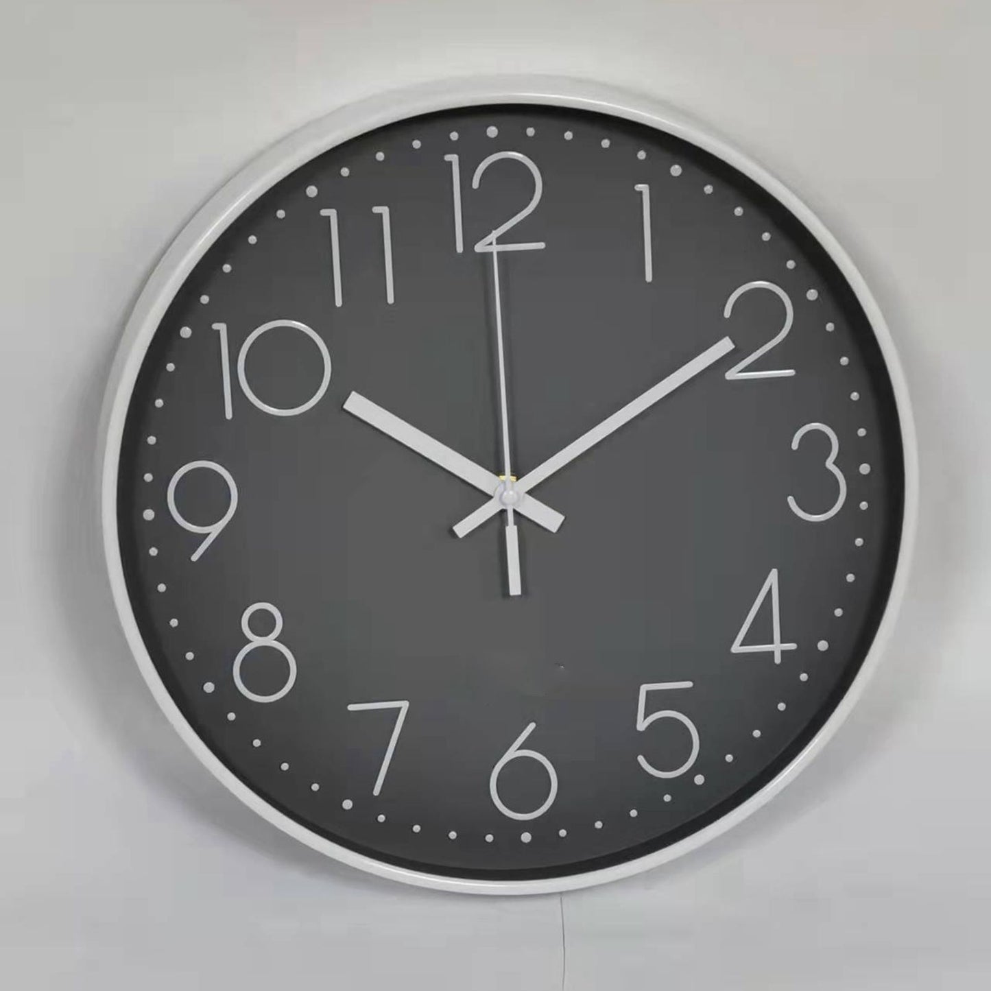 8 Inch Silent Wall Clock Non Ticking Decorative Easy to Read Round Wall Clock for Home Livingroom White Frame Black Bootom White Word