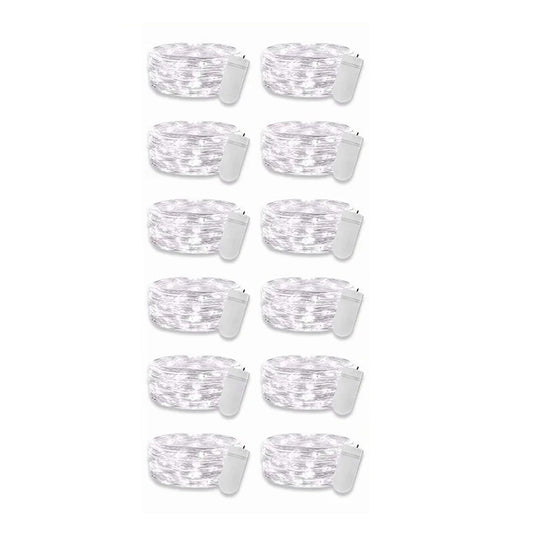 12PCS 0.03W Button String Lights Cold White Light 20 LED 3V Flexible IP65 Waterproof for Wedding Party Bedroom