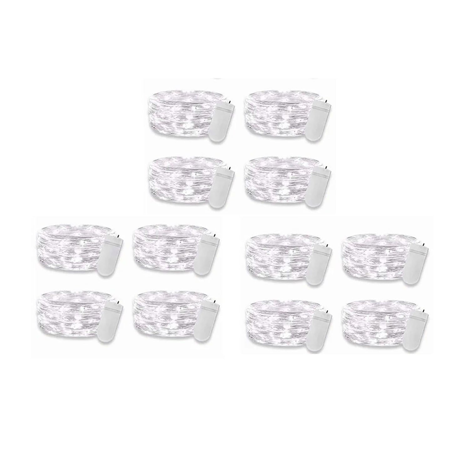 12PCS 0.03W Button String Lights Cold White Light 20 LED 3V Flexible IP65 Waterproof for Wedding Party Bedroom