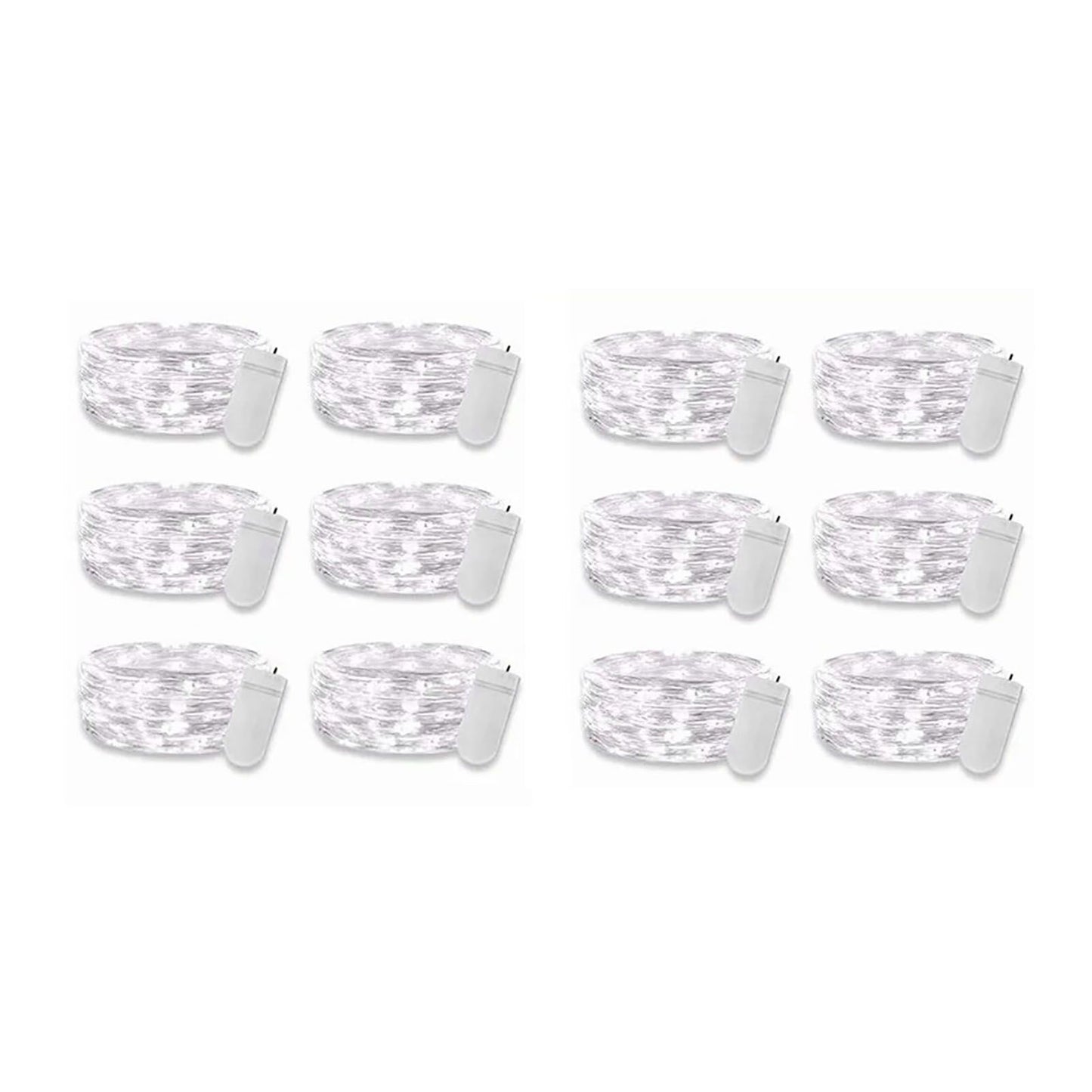 12PCS 0.03W Button String Lights Cold White Light 20 LED 3V Flexible IP65 Waterproof for Wedding Party Bedroom