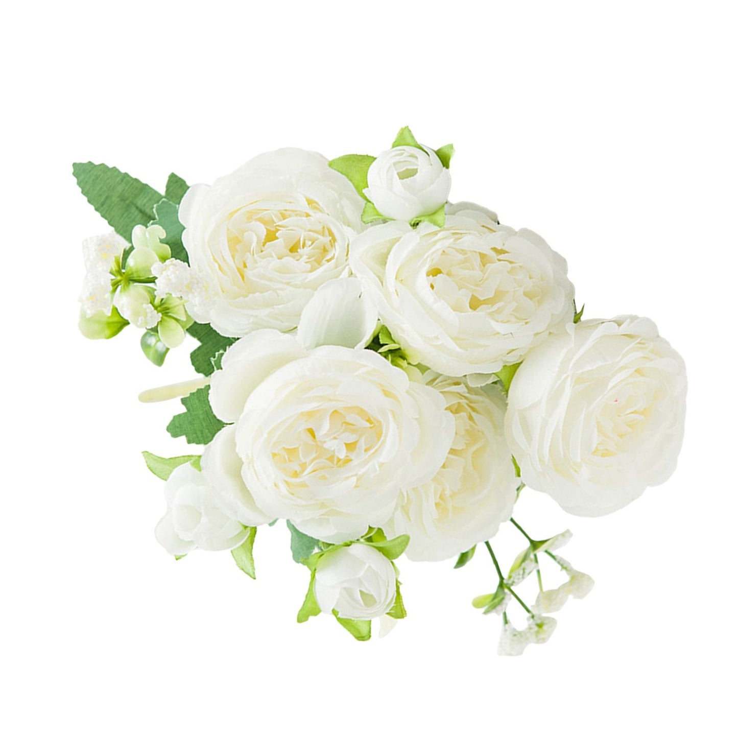 2 Bunches Artificial Peonies Romantic Vivid 6cm Diameter Attractive Decorative Light Weight Faux Peonies Decoration White