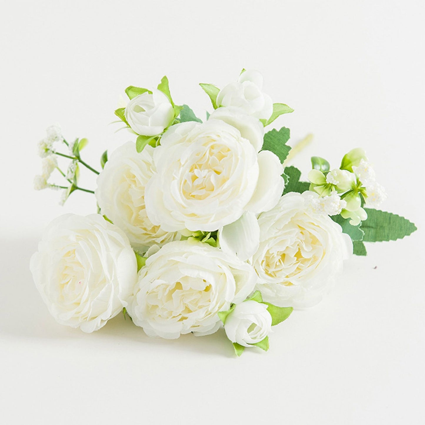 2 Bunches Artificial Peonies Romantic Vivid 6cm Diameter Attractive Decorative Light Weight Faux Peonies Decoration White