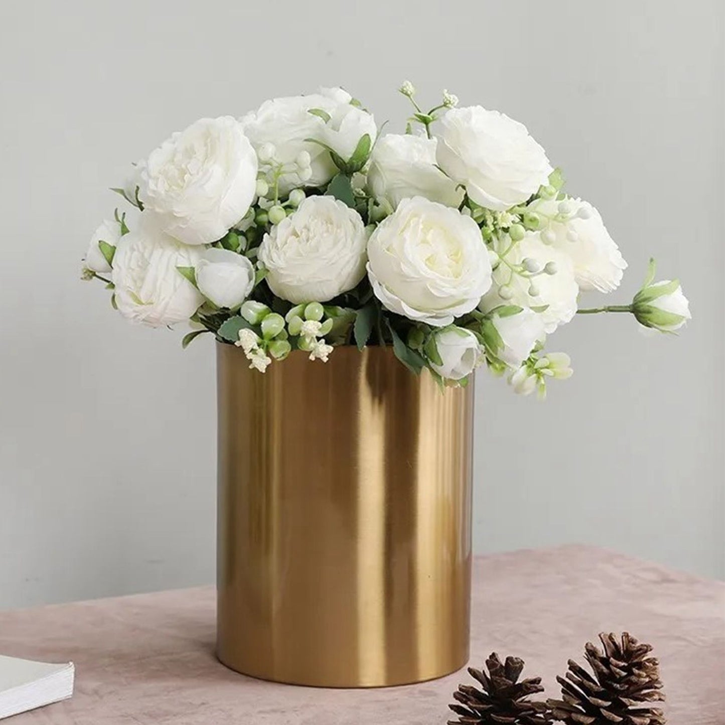2 Bunches Artificial Peonies Romantic Vivid 6cm Diameter Attractive Decorative Light Weight Faux Peonies Decoration White