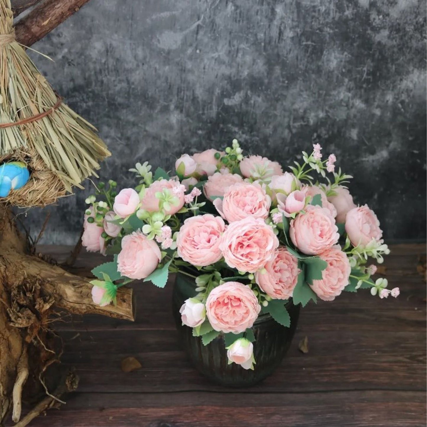 2 Bunches Artificial Peonies Romantic Vivid 6cm Diameter Attractive Decorative Light Weight Faux Peonies Decoration Pink