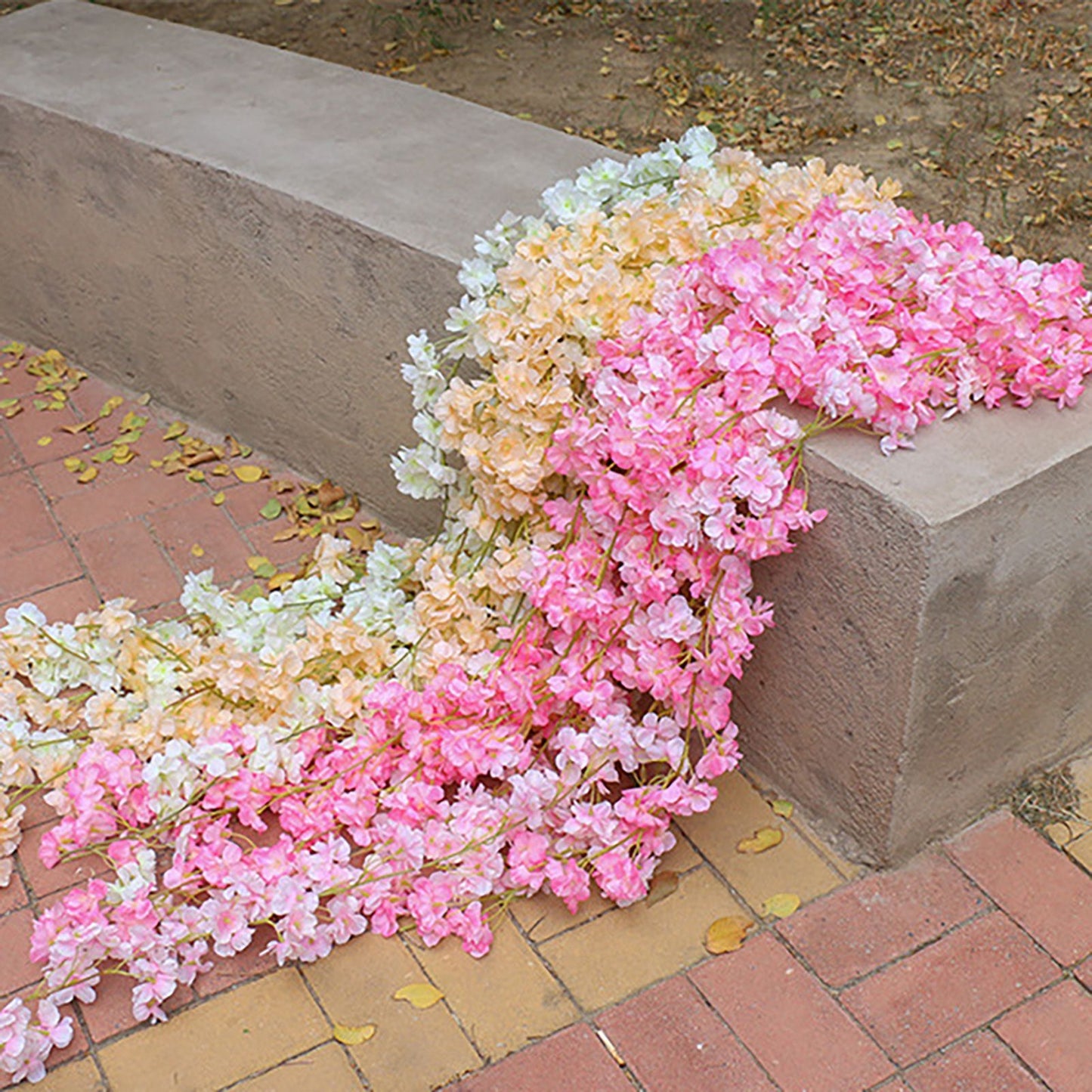 Artificial Flower Rattan Single 1.8m 135pcs Flowers Head Vivid Decorative Silk Plastic Hanging Fake Rattan for Decoration Light Pink