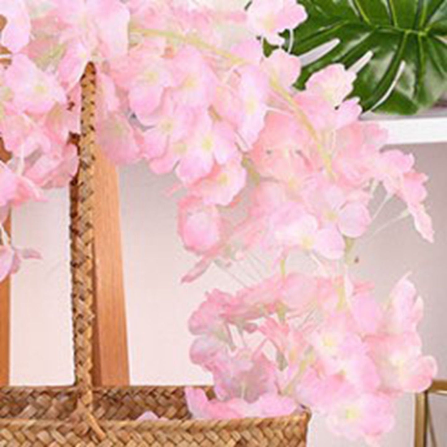 1.8m 256 Simulated Artificial Sakura Flower Garland Hanging Vines for Spring Home Room Wedding Party Decor Light Pink