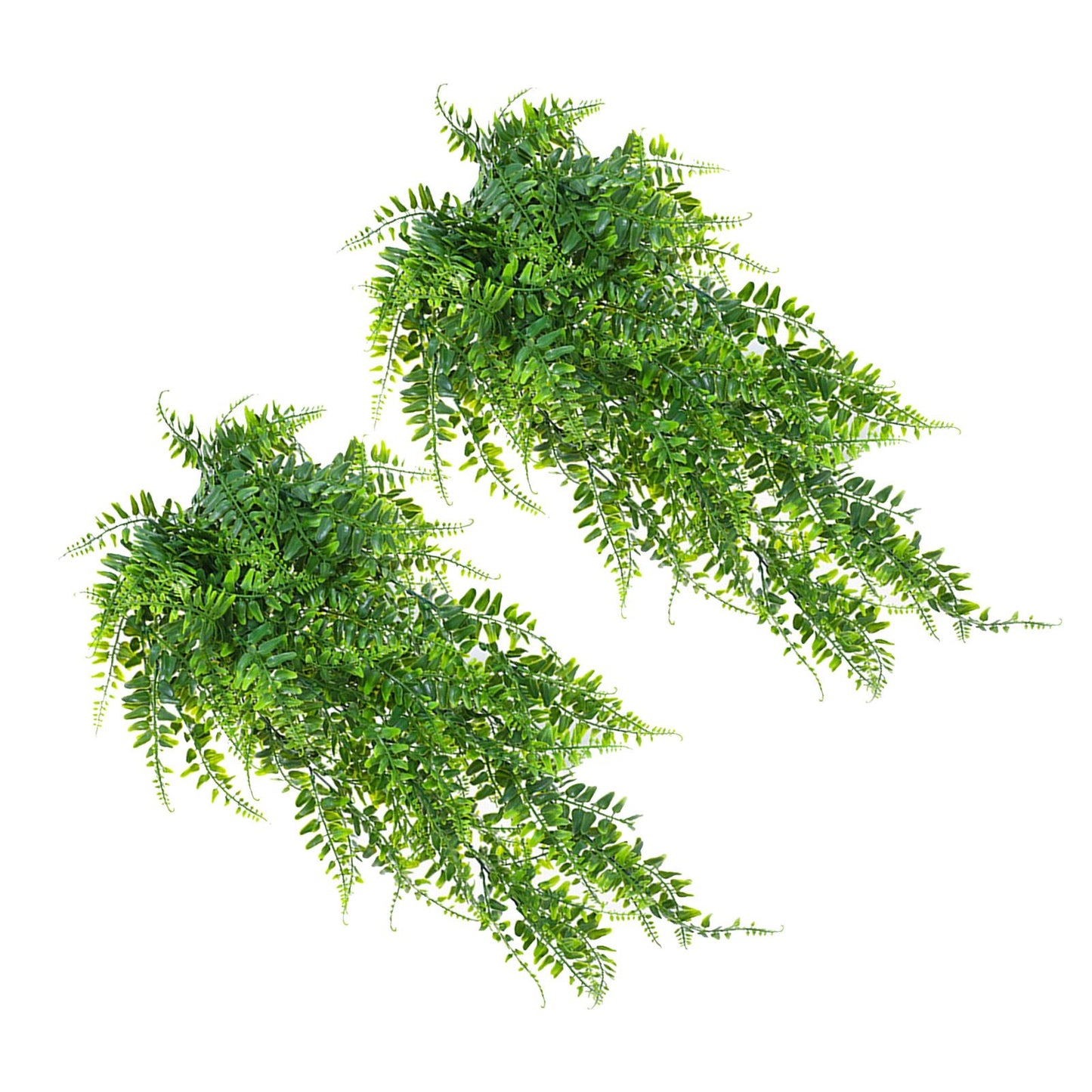 2pcs Artificial Hanging Plants Fern Plastic Green Fake Wall Hanging Ferns Plants for Garden Wedding Decoration