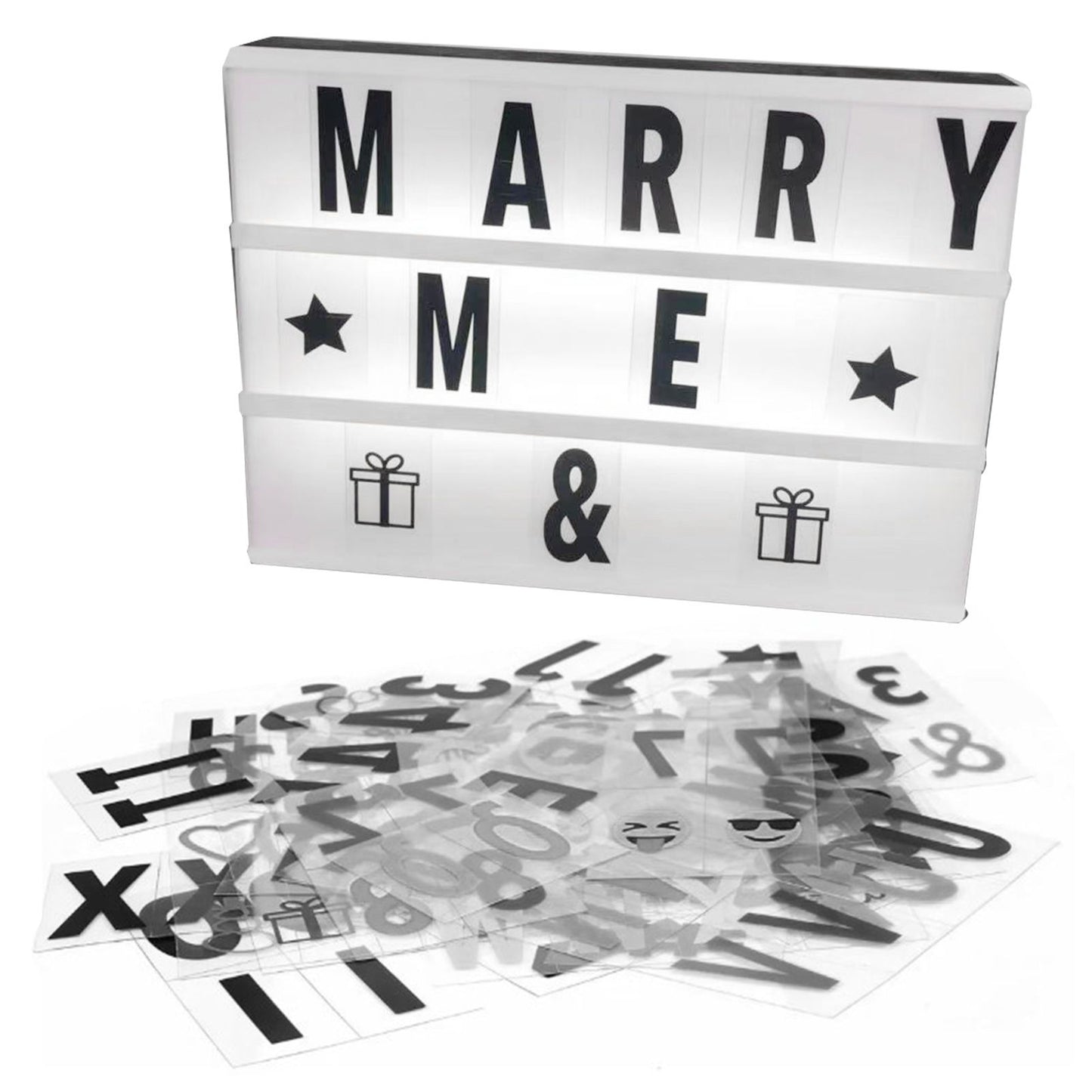Cinema Light Box with Letters DIY Warm Light Up Letter Box with 96 Lettering Sticker for Room Decoration