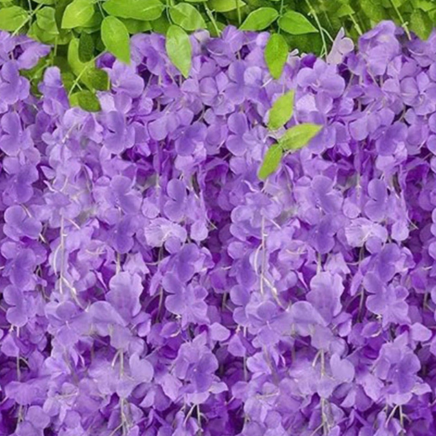 14PCS Ceiling Artificial Wisteria Flower Six Leaf Purple Blue Fake Vines Decoration for Wedding Home Ornament
