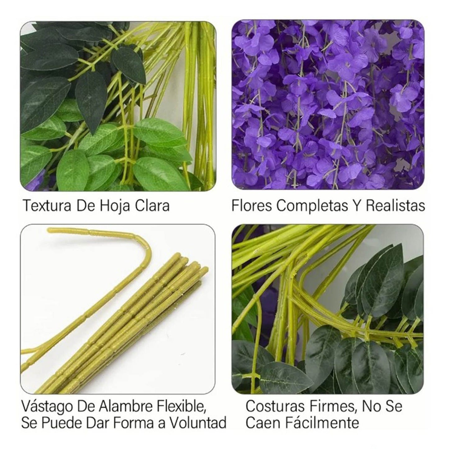 14PCS Ceiling Artificial Wisteria Flower Six Leaf Purple Blue Fake Vines Decoration for Wedding Home Ornament