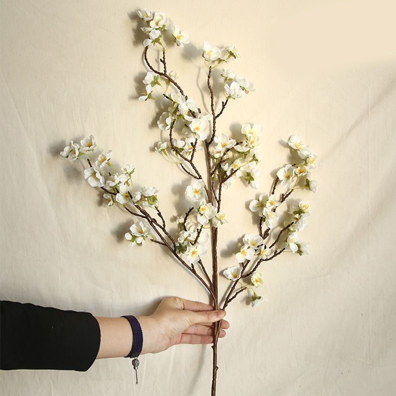 Artificial Cherry Blossom 4 Branches Decorative Lifelike Cherry Blossom Branches Decor 97cm White