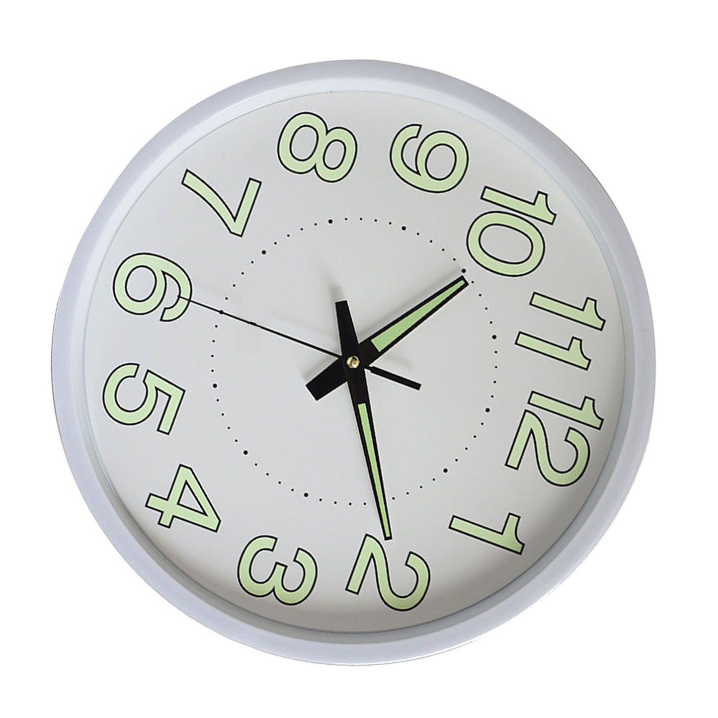 12 Inch Luminous Wall Clock Minimalist Round Quartz Clock for Bedroom Living Room Decoration White