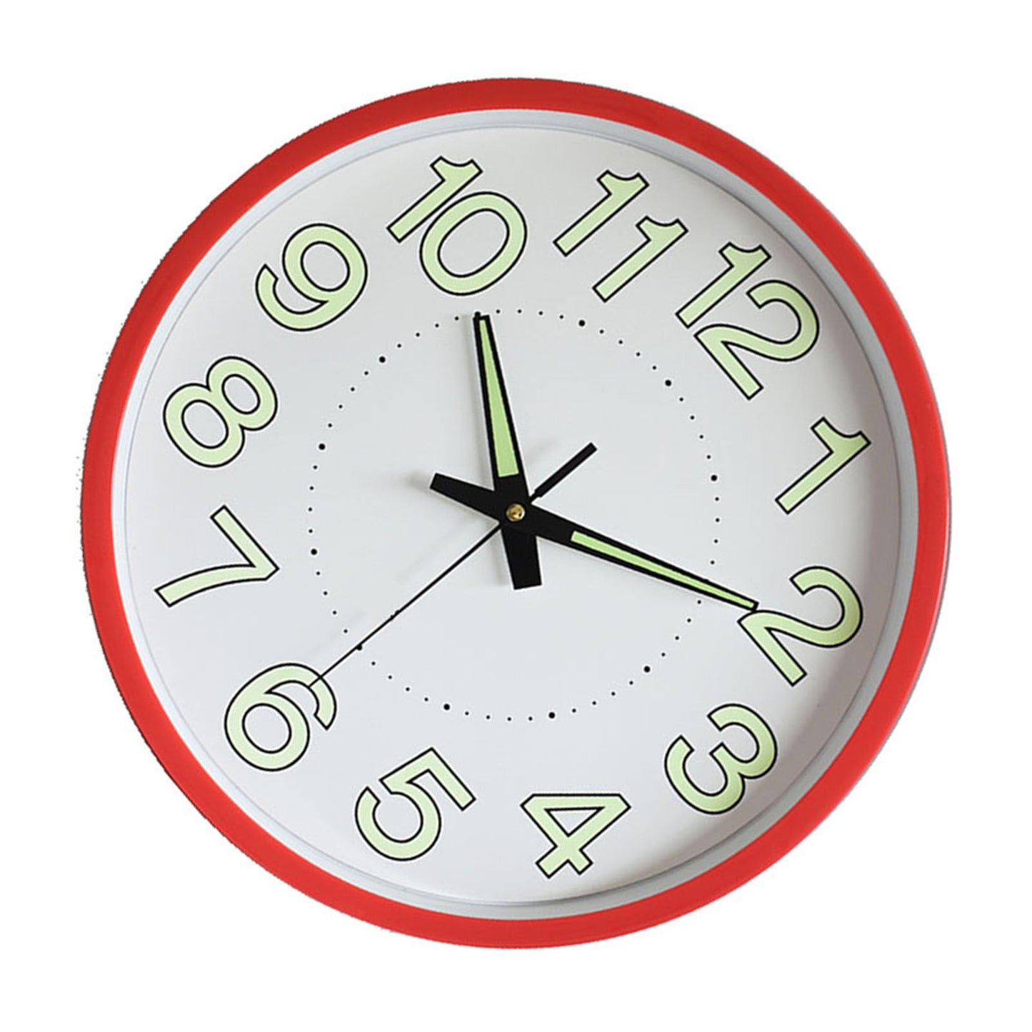 12 Inch Luminous Wall Clock Minimalist Round Quartz Clock for Bedroom Living Room Decoration Red