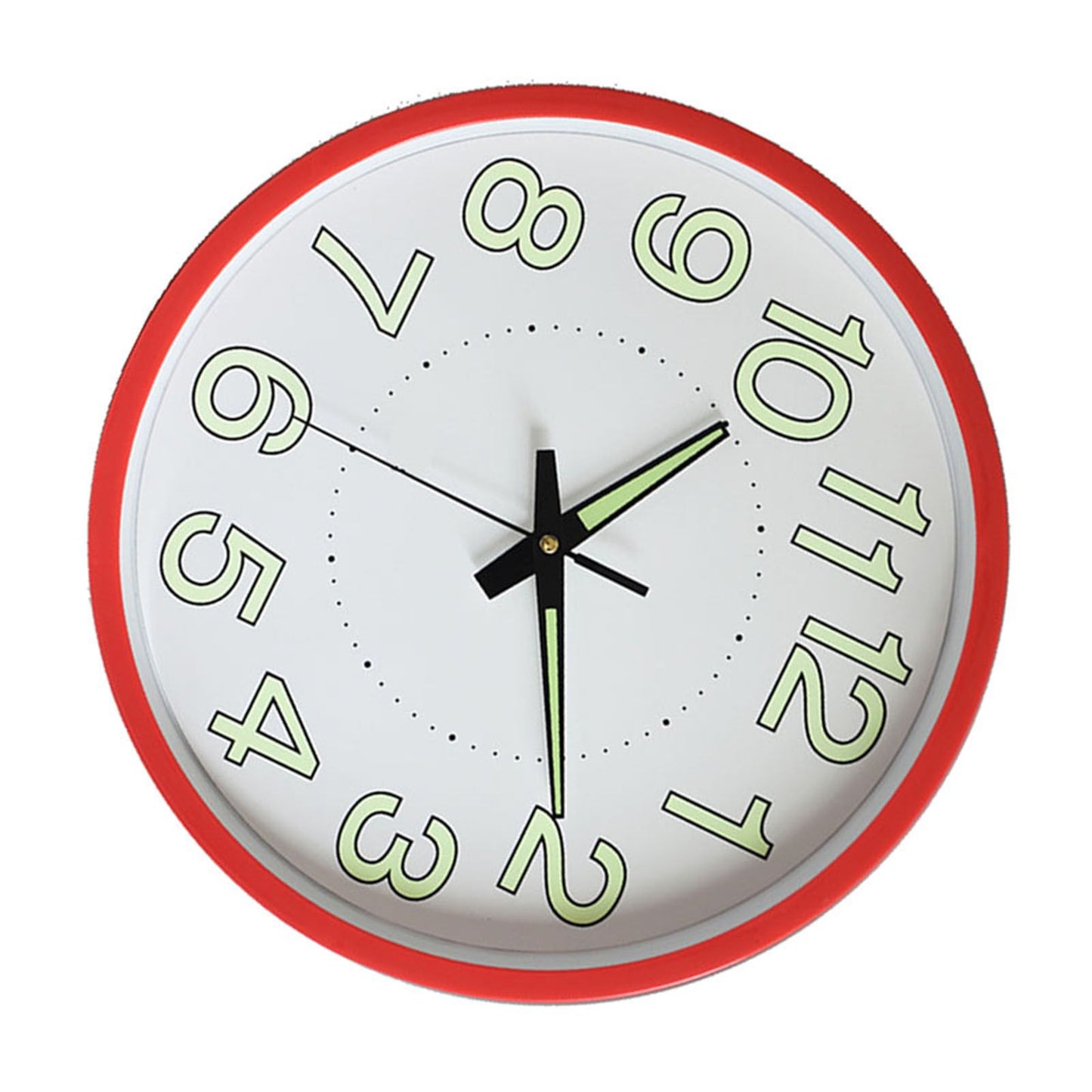 12 Inch Luminous Wall Clock Minimalist Round Quartz Clock for Bedroom Living Room Decoration Red