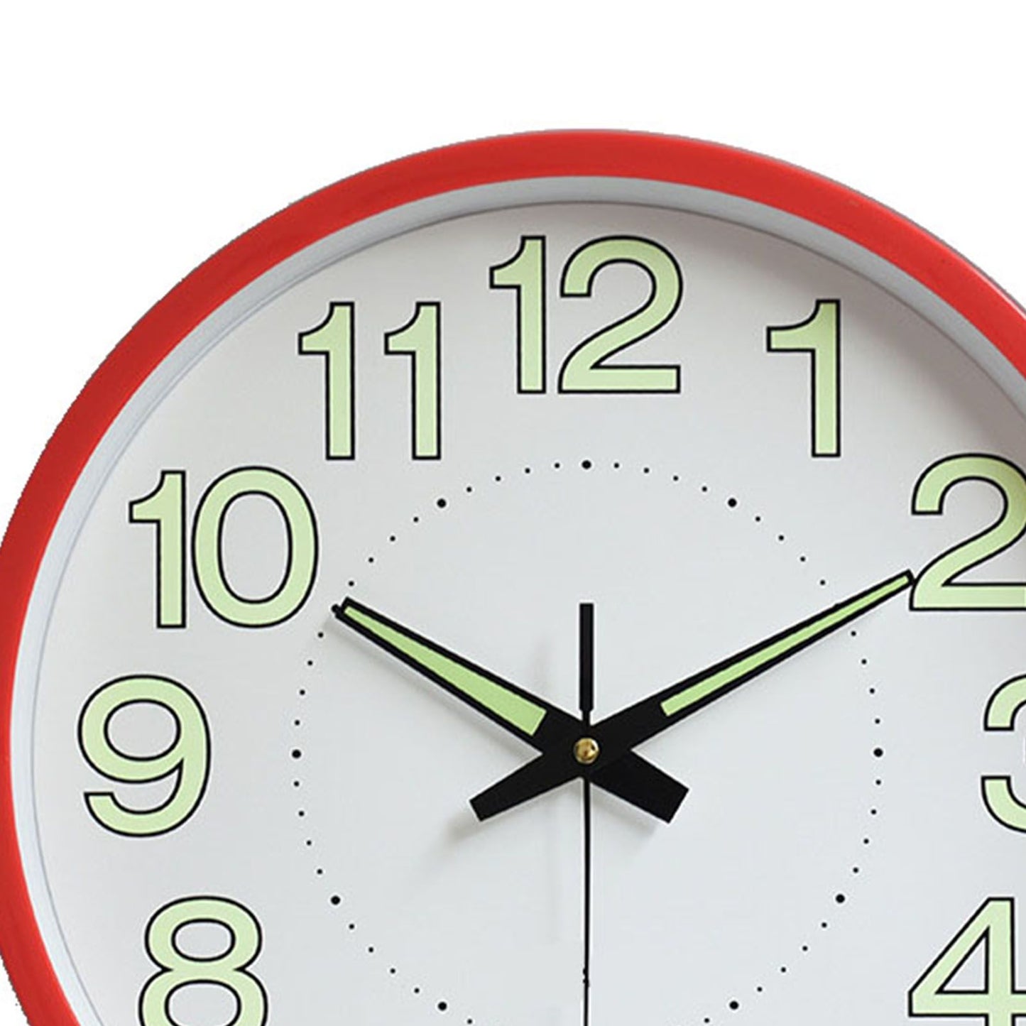 12 Inch Luminous Wall Clock Minimalist Round Quartz Clock for Bedroom Living Room Decoration Red