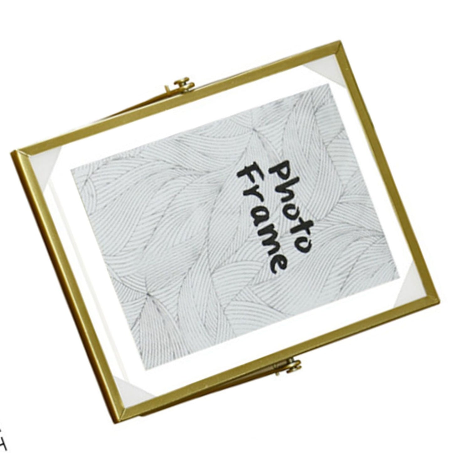 Photo Frame Nordic Style Geometric Metal Wrapping Edges Iron Art Desk Picture Frame for Living Room Office Study 4 Inch