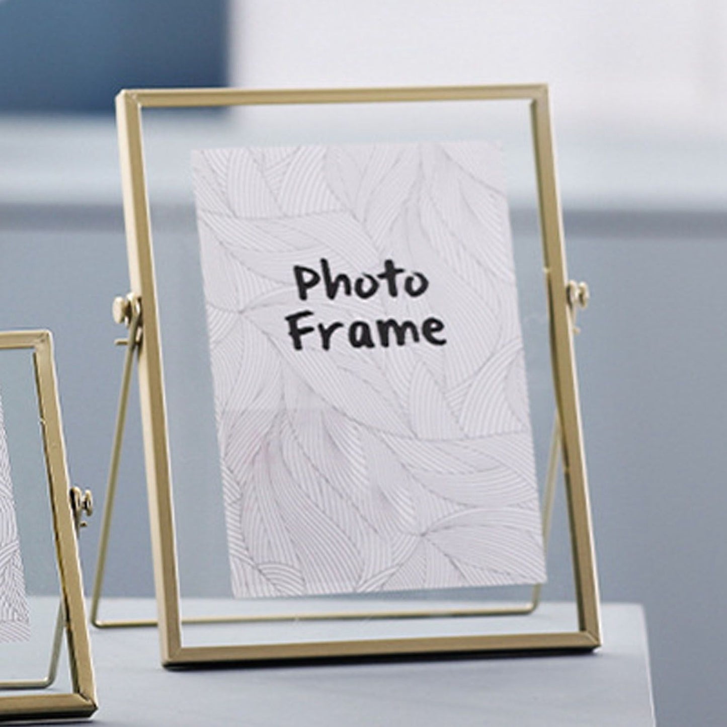 Photo Frame Nordic Style Geometric Metal Wrapping Edges Iron Art Desk Picture Frame for Living Room Office Study 4 Inch